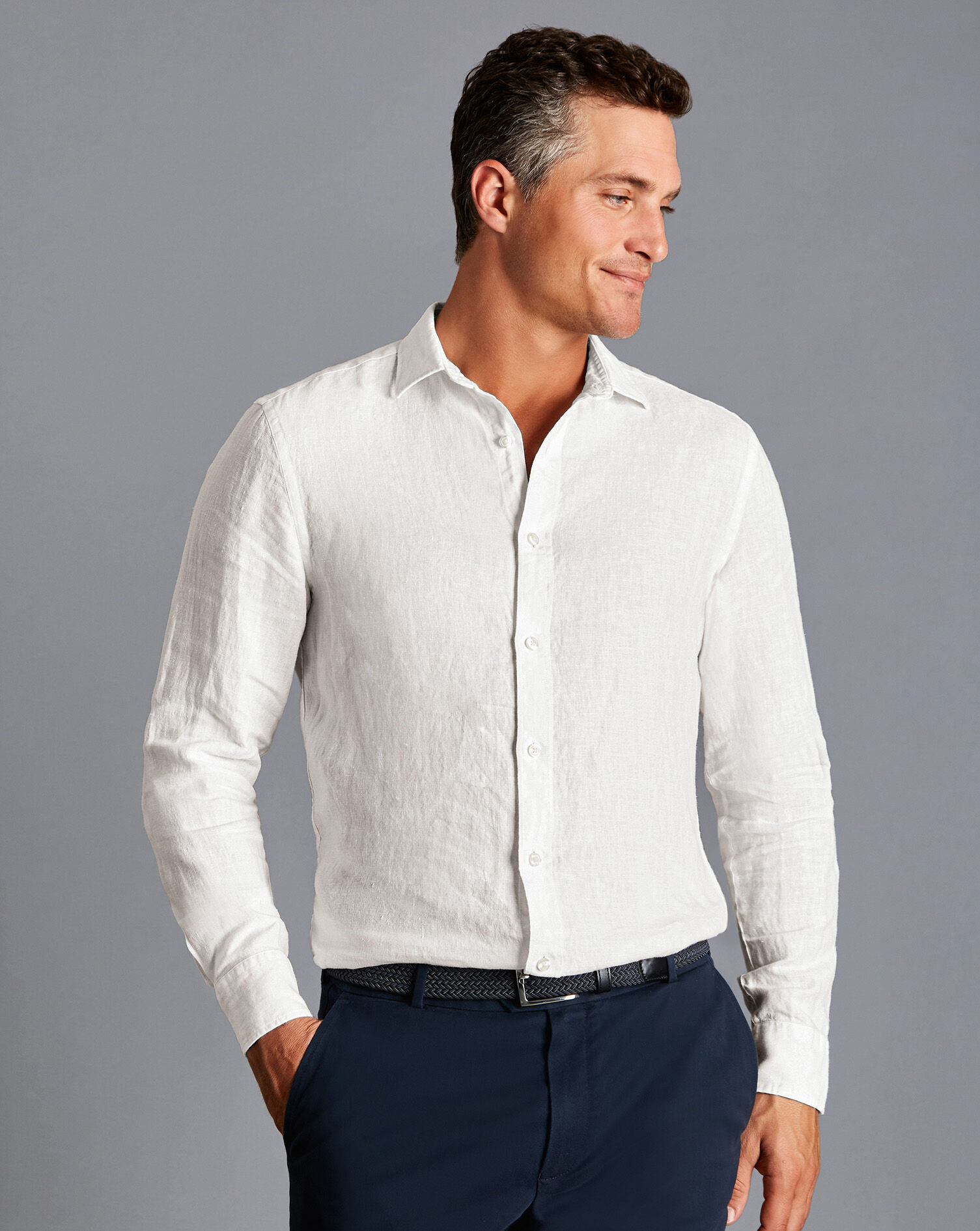 Charles Tyrwhitt Pure Linen Shirt - White
