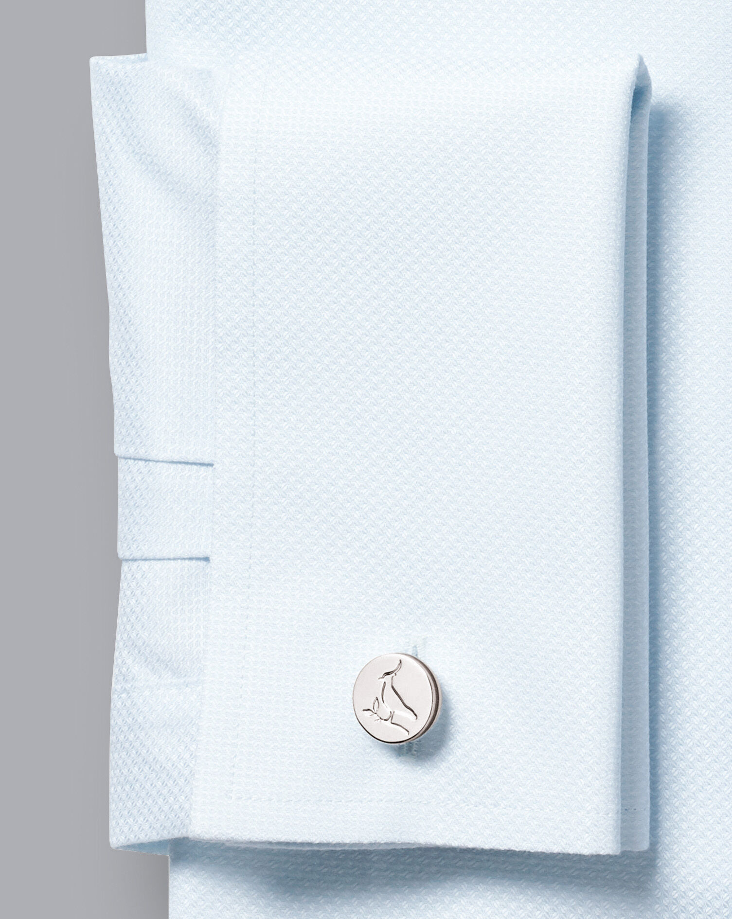 Charles Tyrwhitt Enamel Round Lapwing Cufflinks - Silver Grey