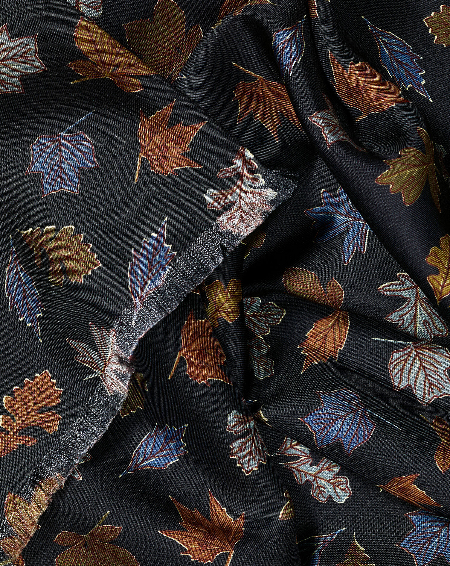 Charles Tyrwhitt Silk Leaf Print Scarf - Black