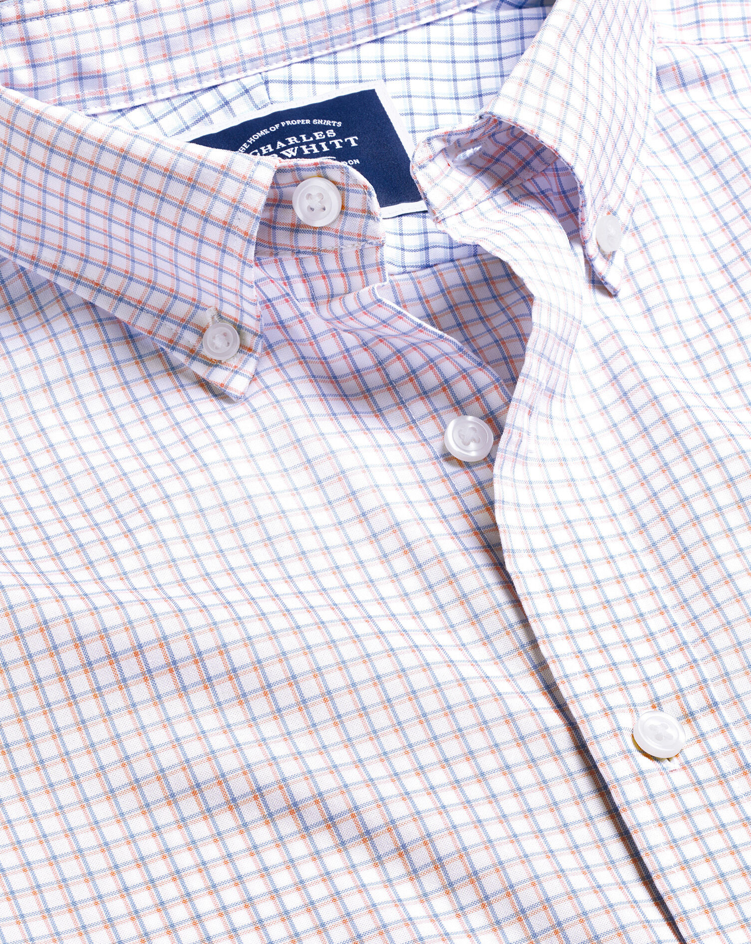 Charles Tyrwhitt Button-Down Collar Non-Iron Cotton Stretch Oxford Shadow Check Shirt - Pink
