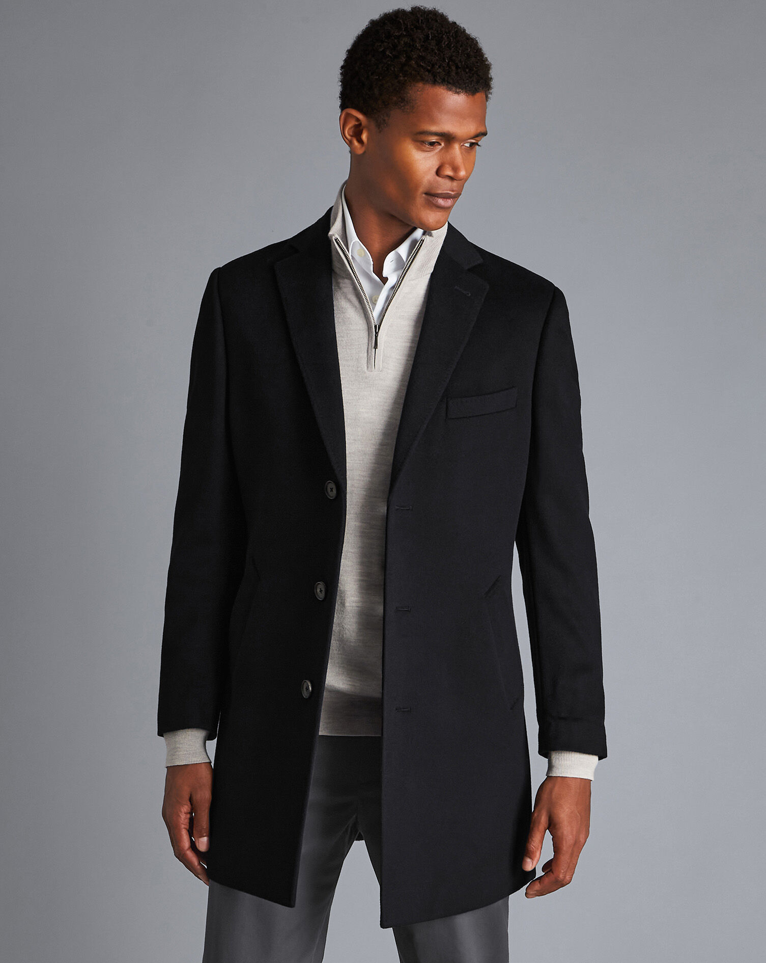 Charles Tyrwhitt Wool Overcoat - Black
