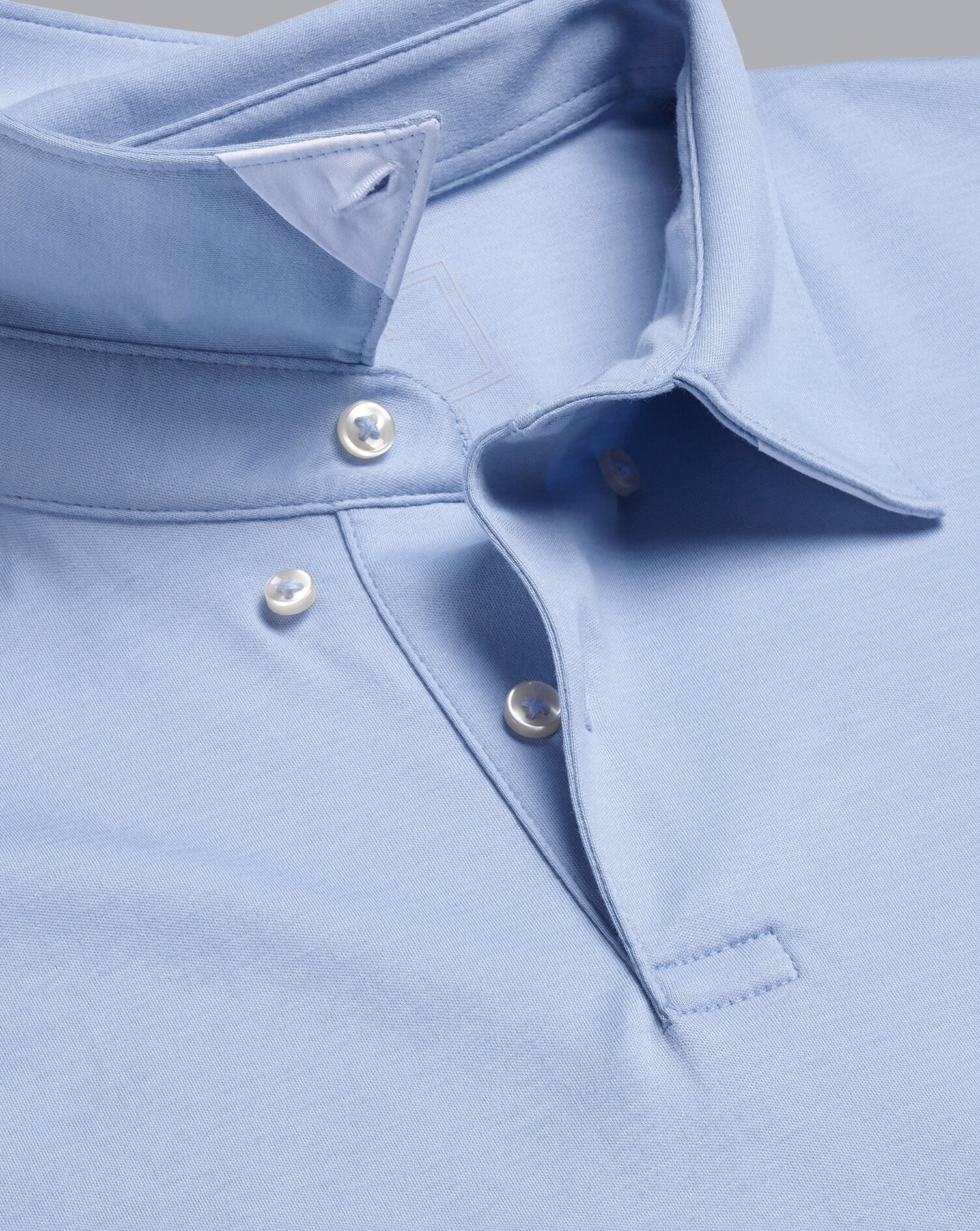 Charles Tyrwhitt Smart Short Sleeve Jersey Polo - Sky