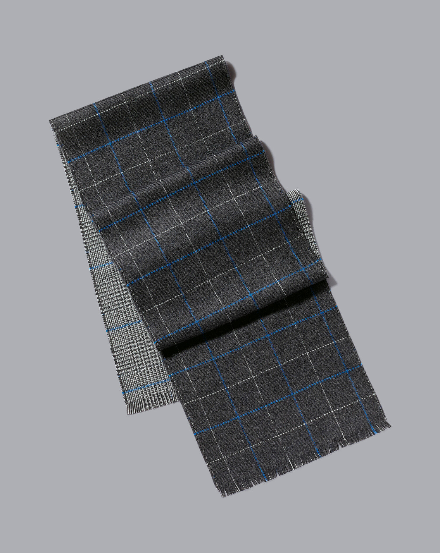 Charles Tyrwhitt Merino Double Faced Prince of Wales Check Scarf - Grey