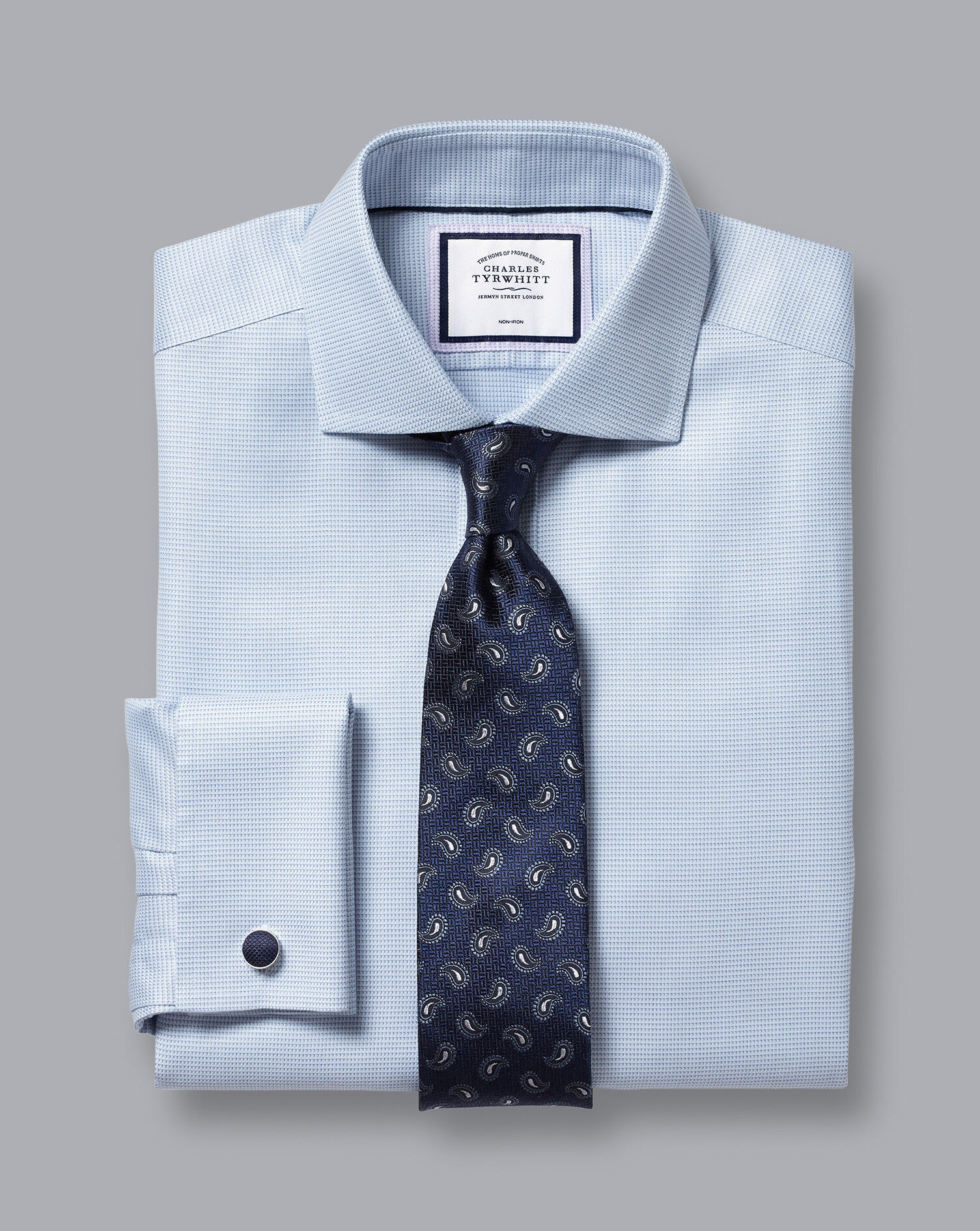 Charles Tyrwhitt Stain Resistant Paisley Silk Tie - French Blue