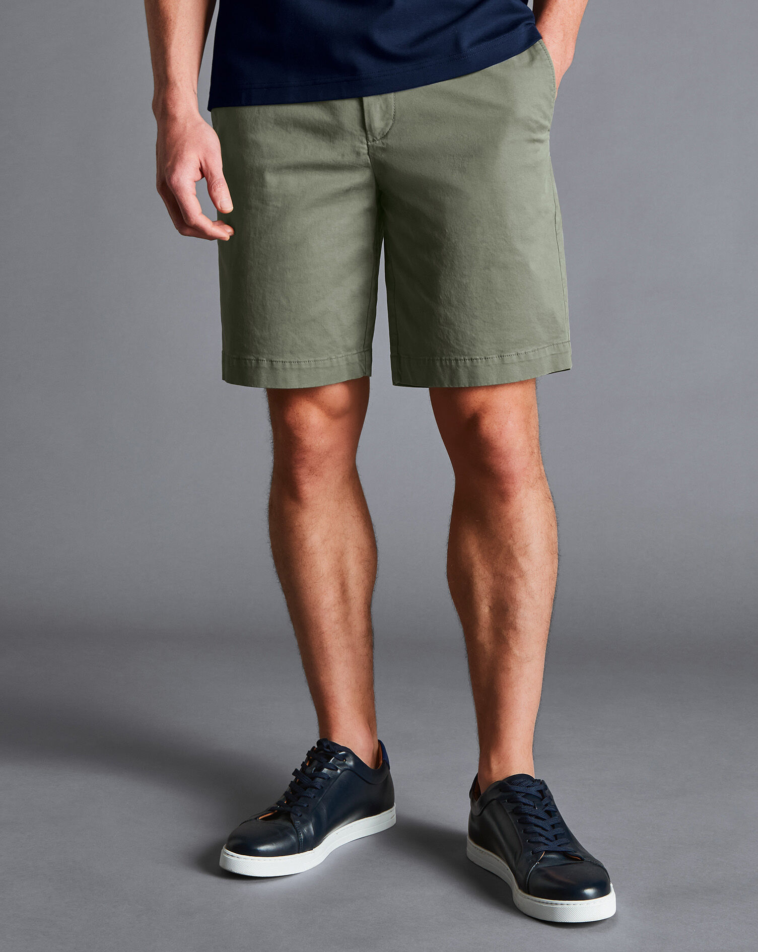 Charles Tyrwhitt Cotton Shorts - Olive Green