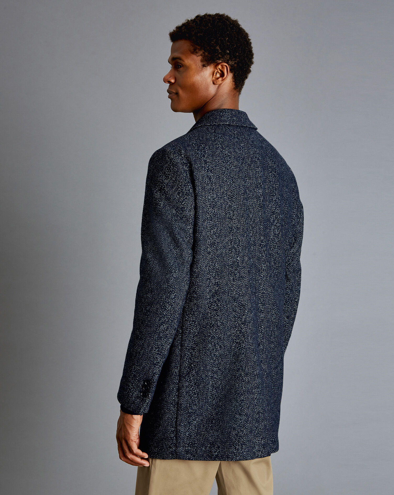 Charles Tyrwhitt Herringbone Car Coat - Navy
