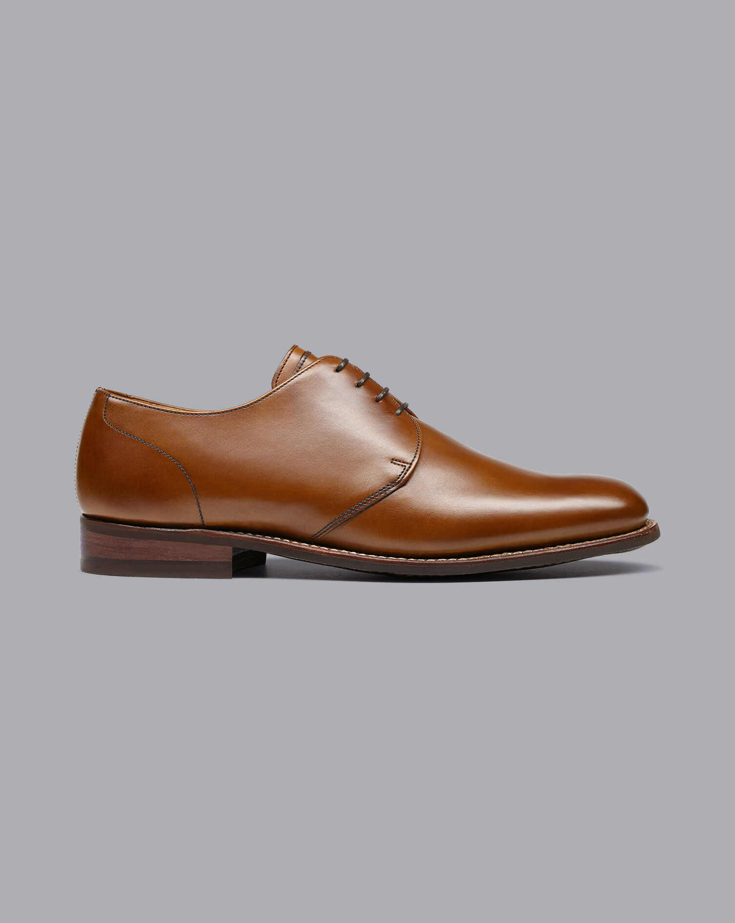 Charles Tyrwhitt Rubber Sole Leather Derby Shoes - Dark Tan