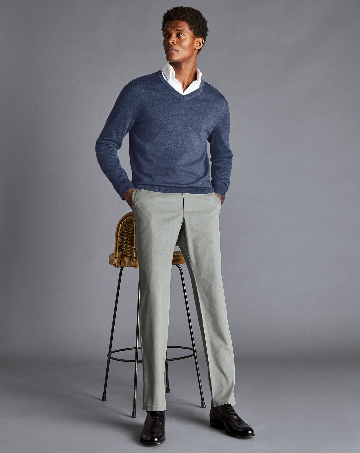 Charles Tyrwhitt Cotton TENCEL™ Stretch Pants - Light Grey