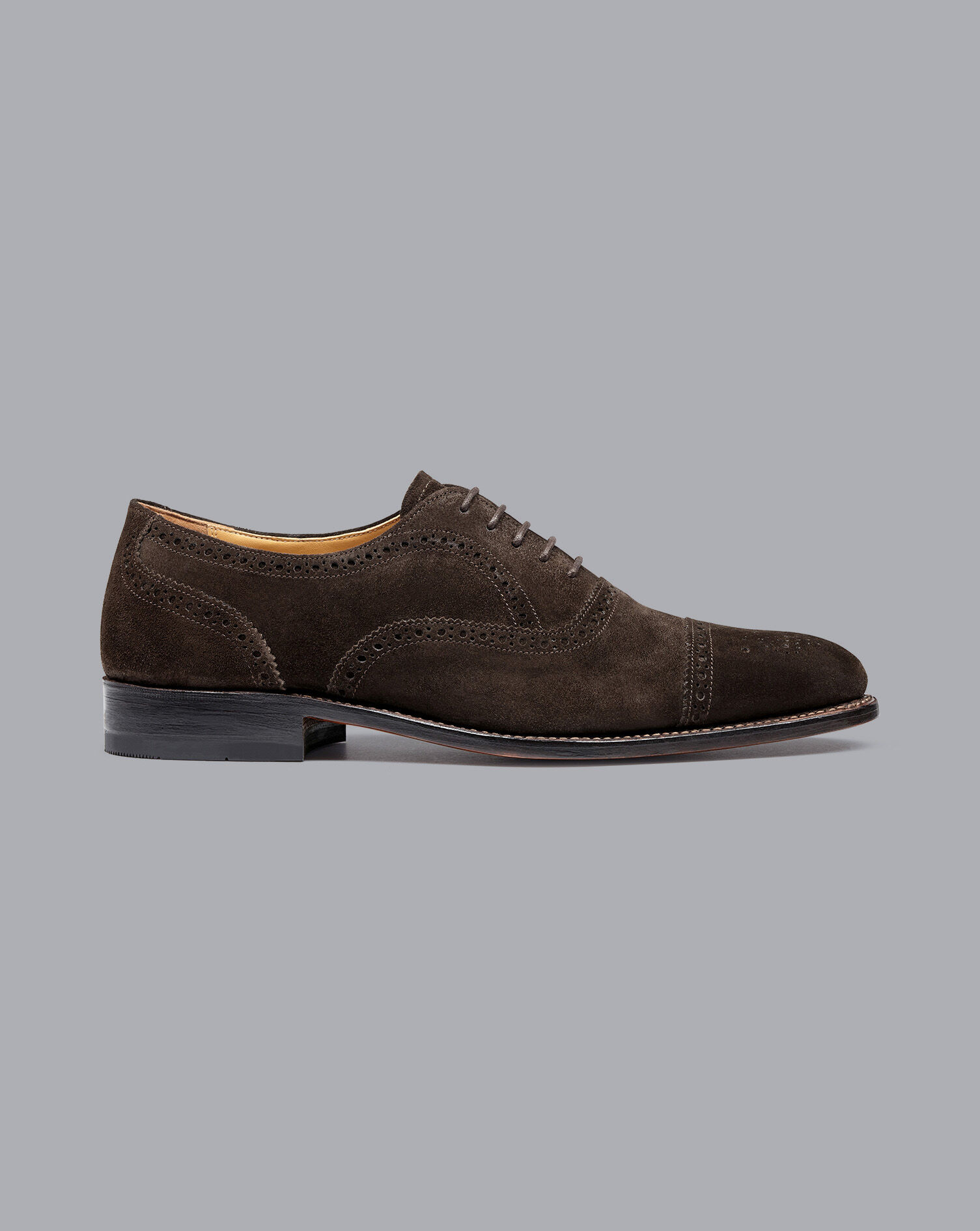 Charles Tyrwhitt Suede Oxford Brogue Shoes - Dark Chocolate