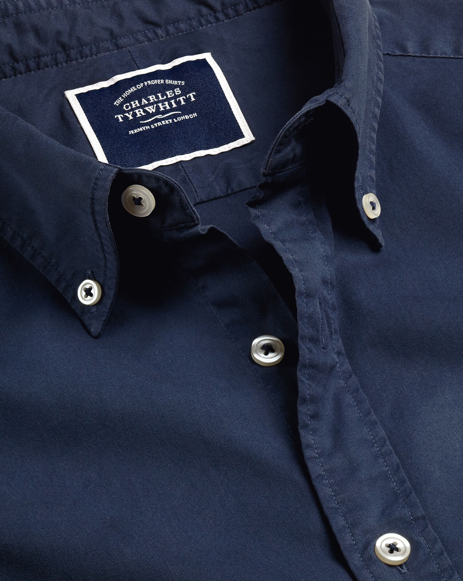 Charles Tyrwhitt Washed Fine Twill Shirt - Navy