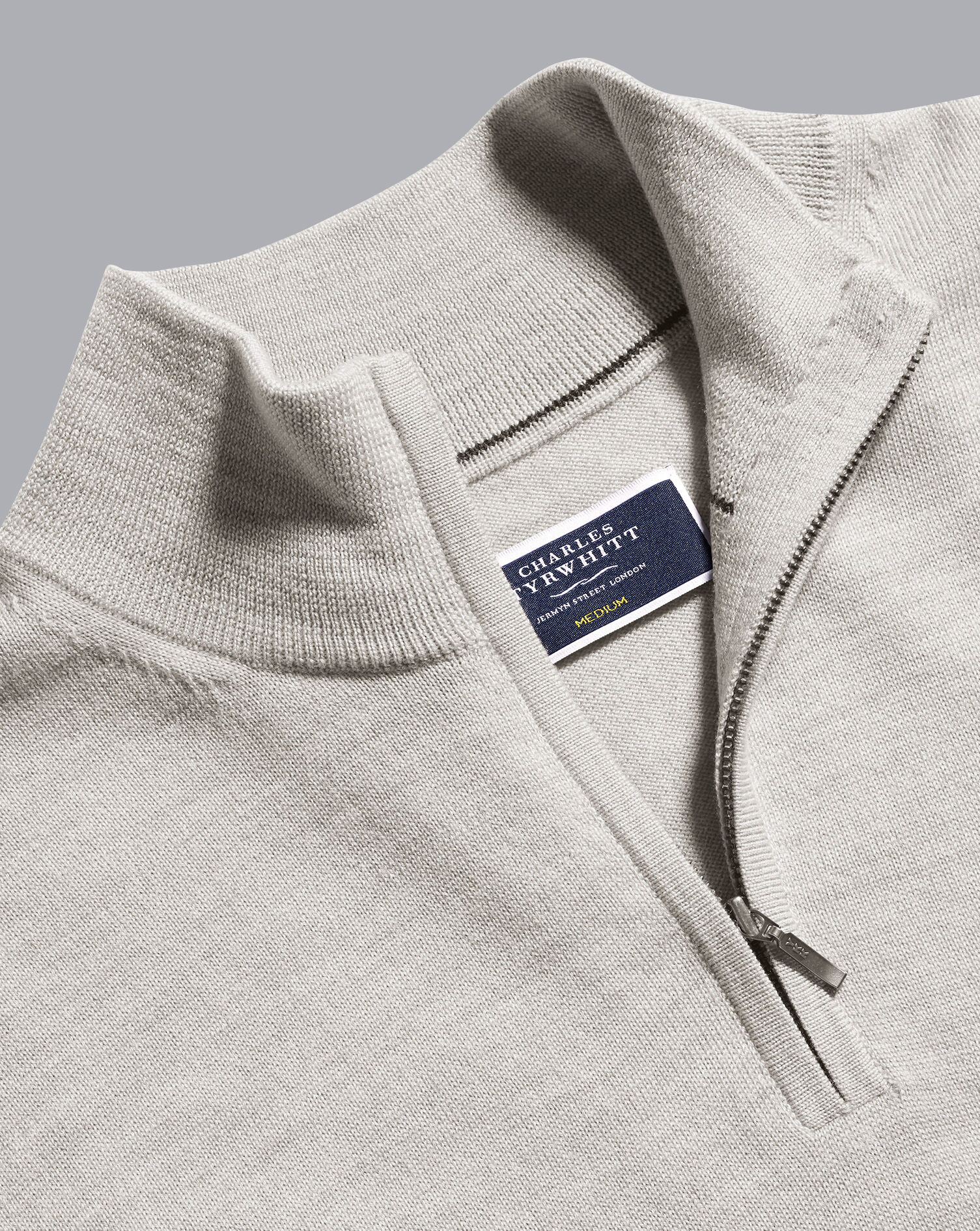 Charles Tyrwhitt Merino Zip Neck Sweater - Silver