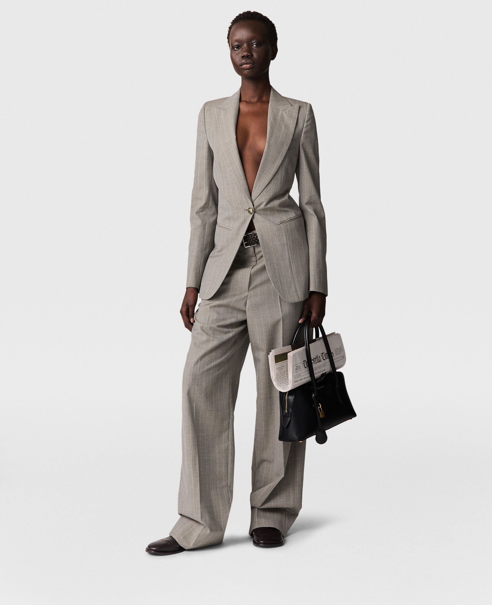 Tapered Slim-Leg Pinstripe Pants