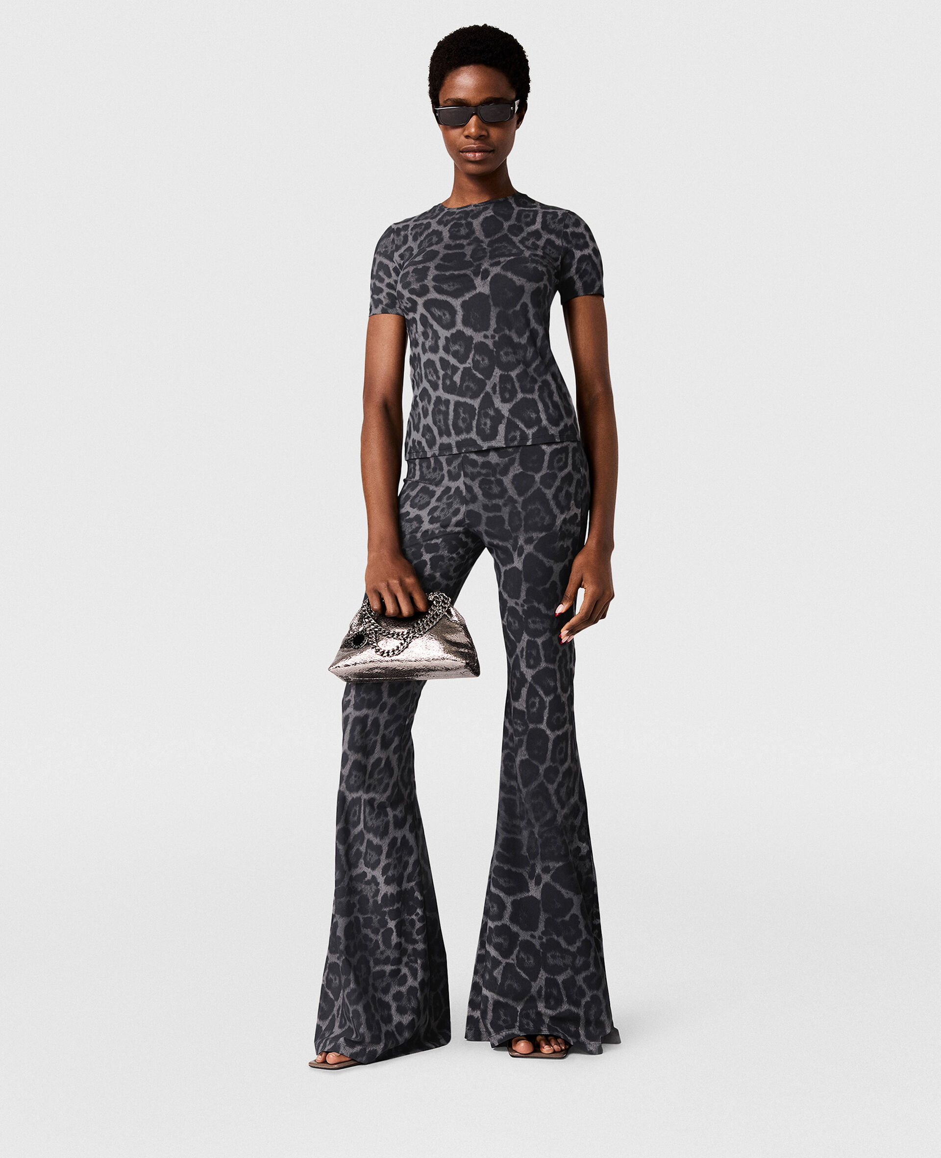 Leopard-Print Mid-Rise Flared Pants