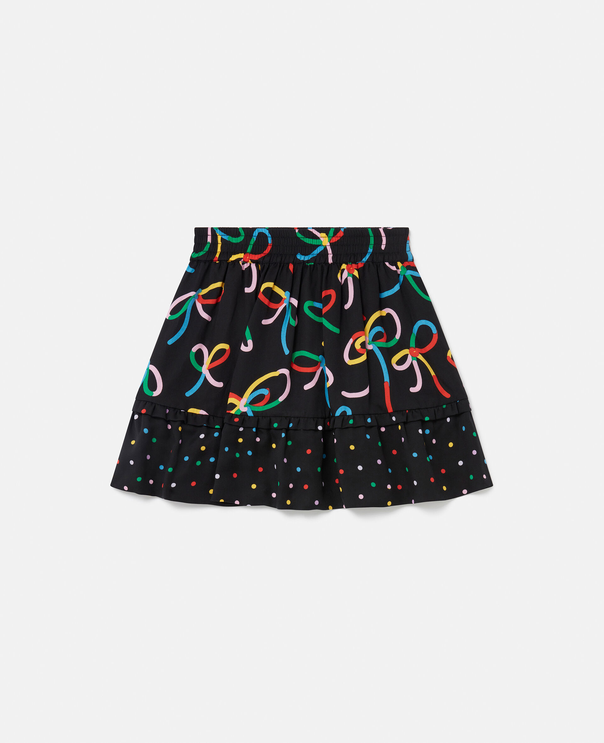 Ribbon Print Polka-Dot Skirt