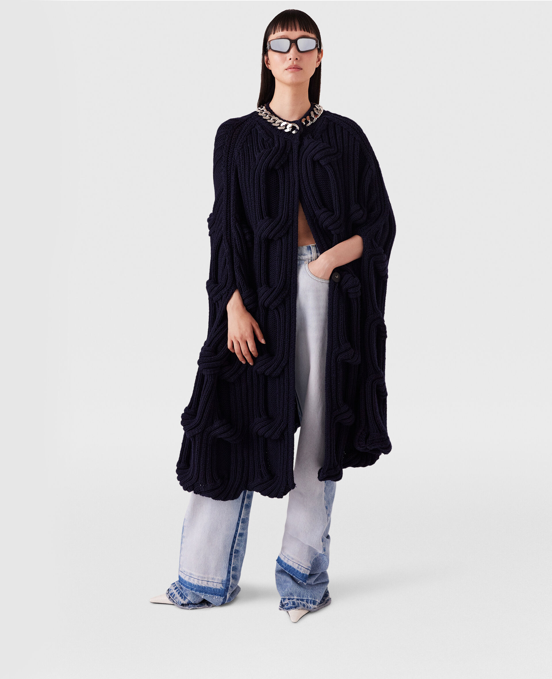 Falabella Chain Cable-Knit Cape