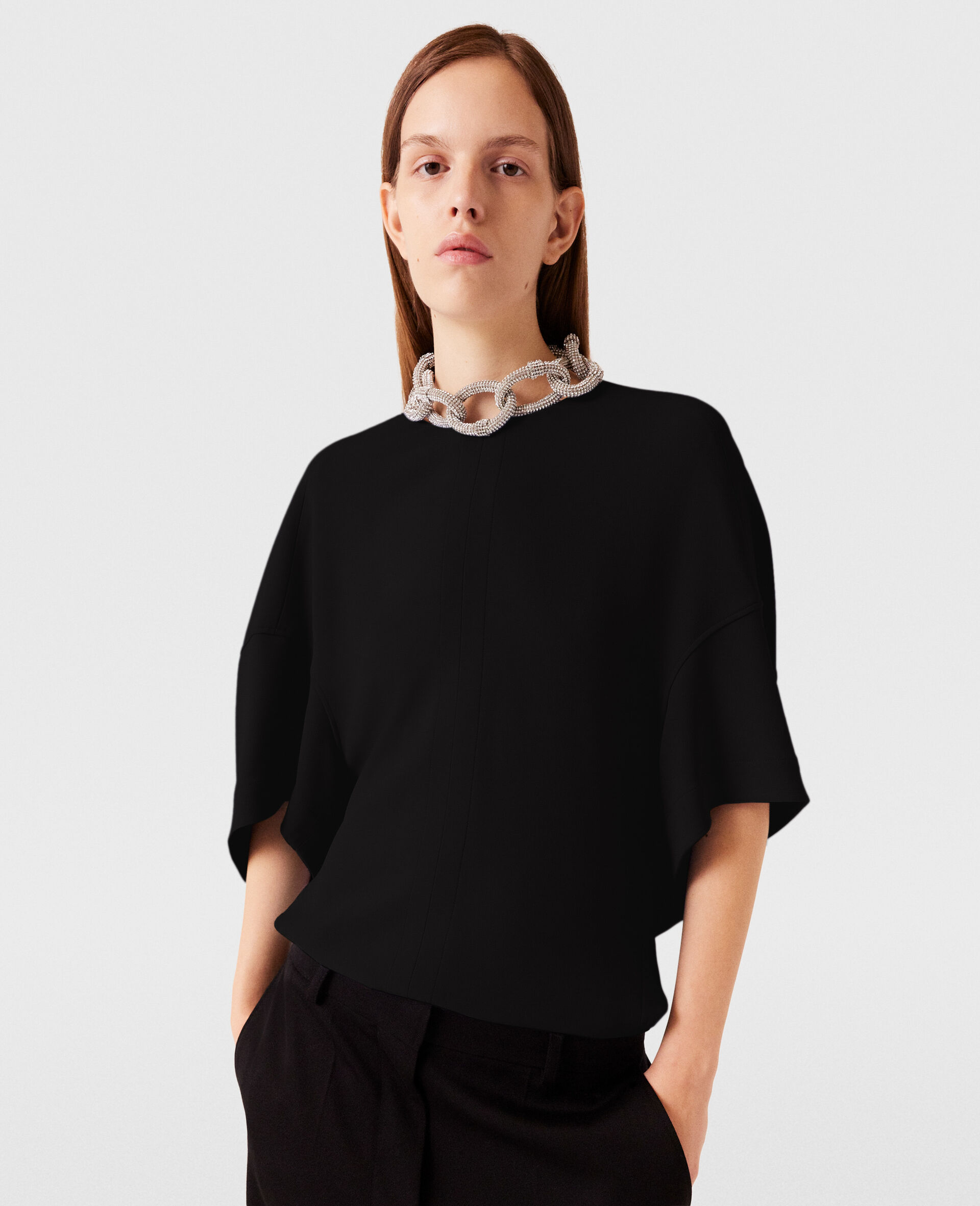 Crystal Chain Short-Sleeve Top