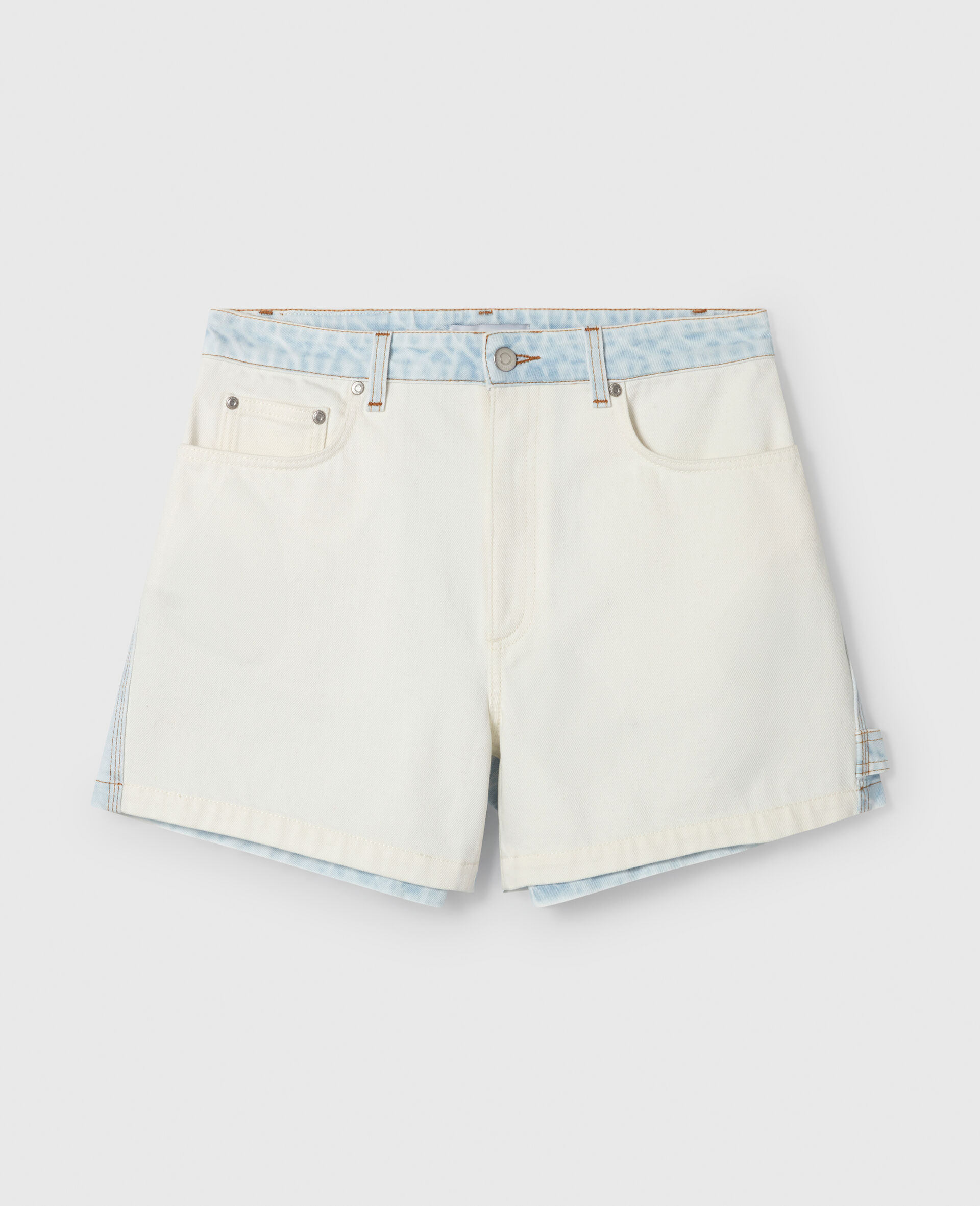 Paneled Denim Shorts