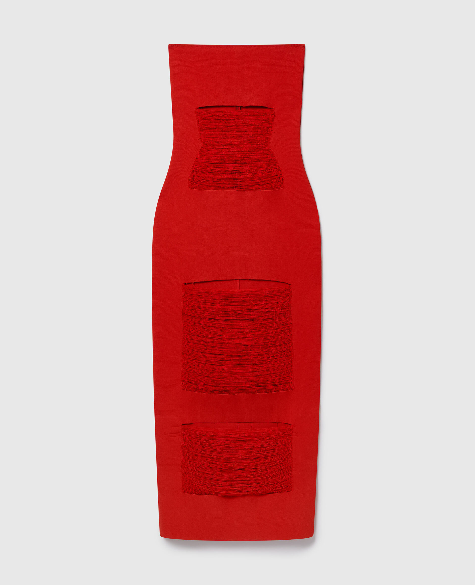 Strapless Shredded Compact Knit Maxi Dress