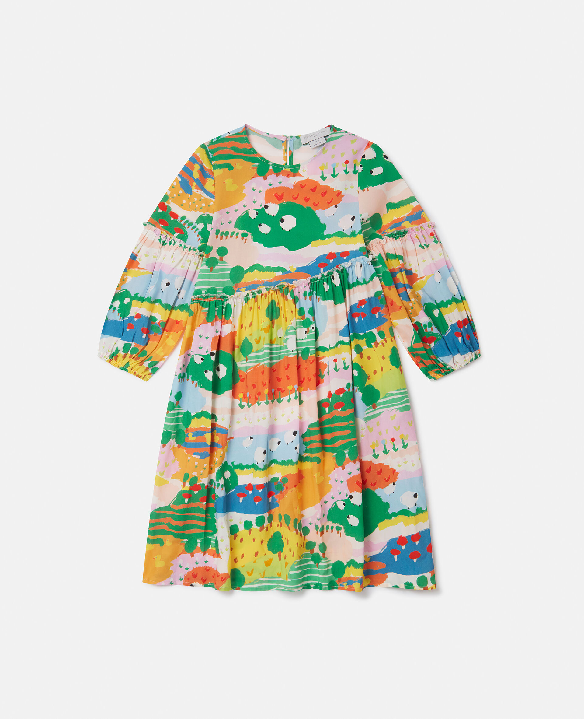 Farmyard Print Long-Sleeve Dress