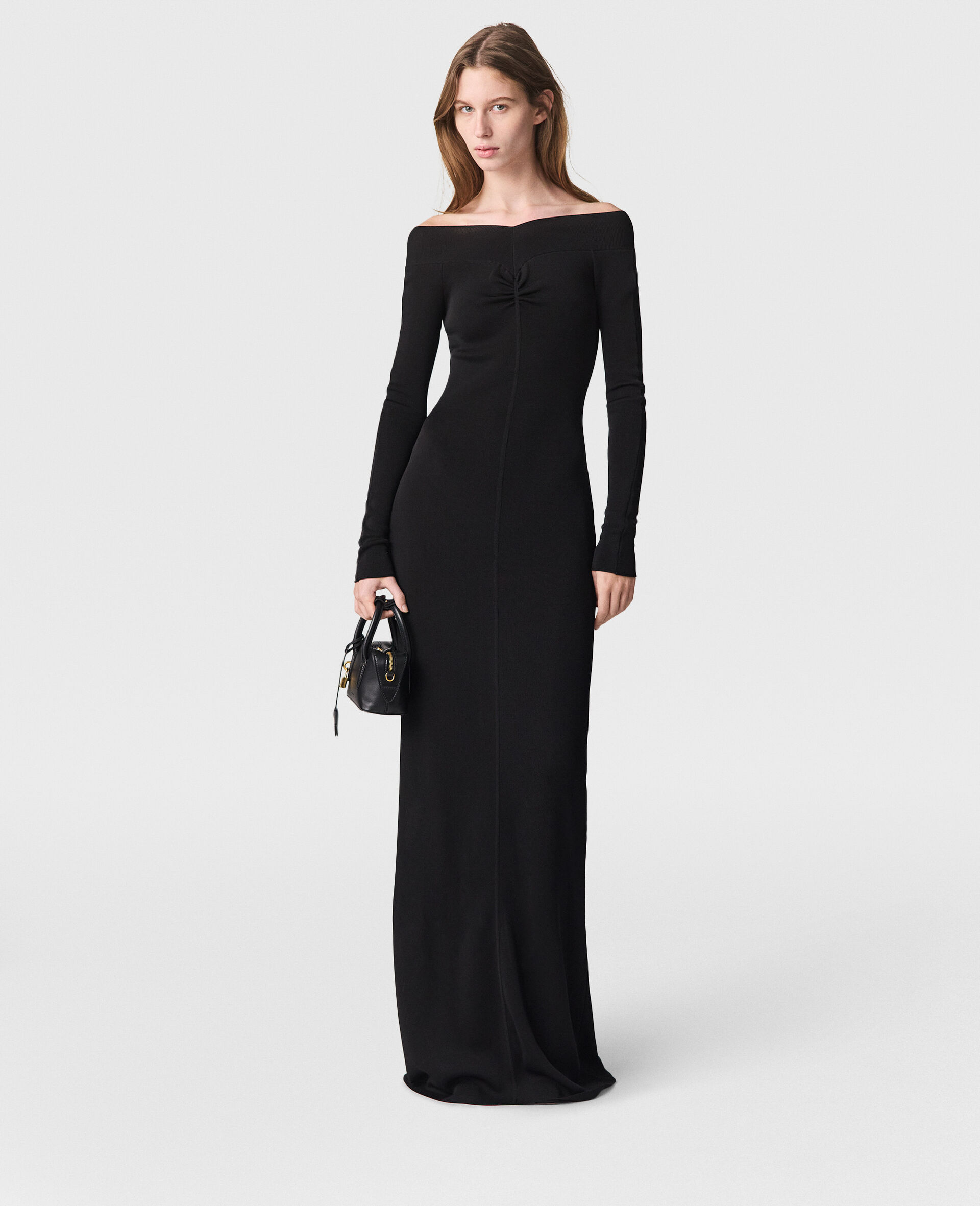 Sheer Long-Sleeve Mesh Maxi Dress