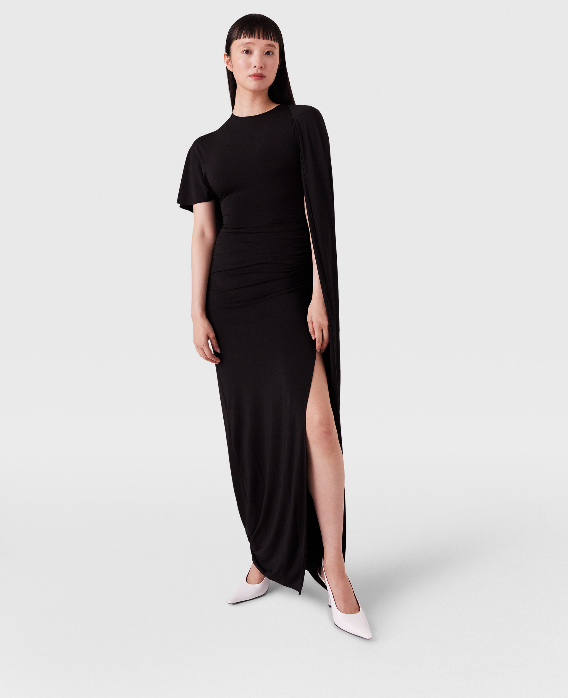 Asymmetric Cape Maxi Dress