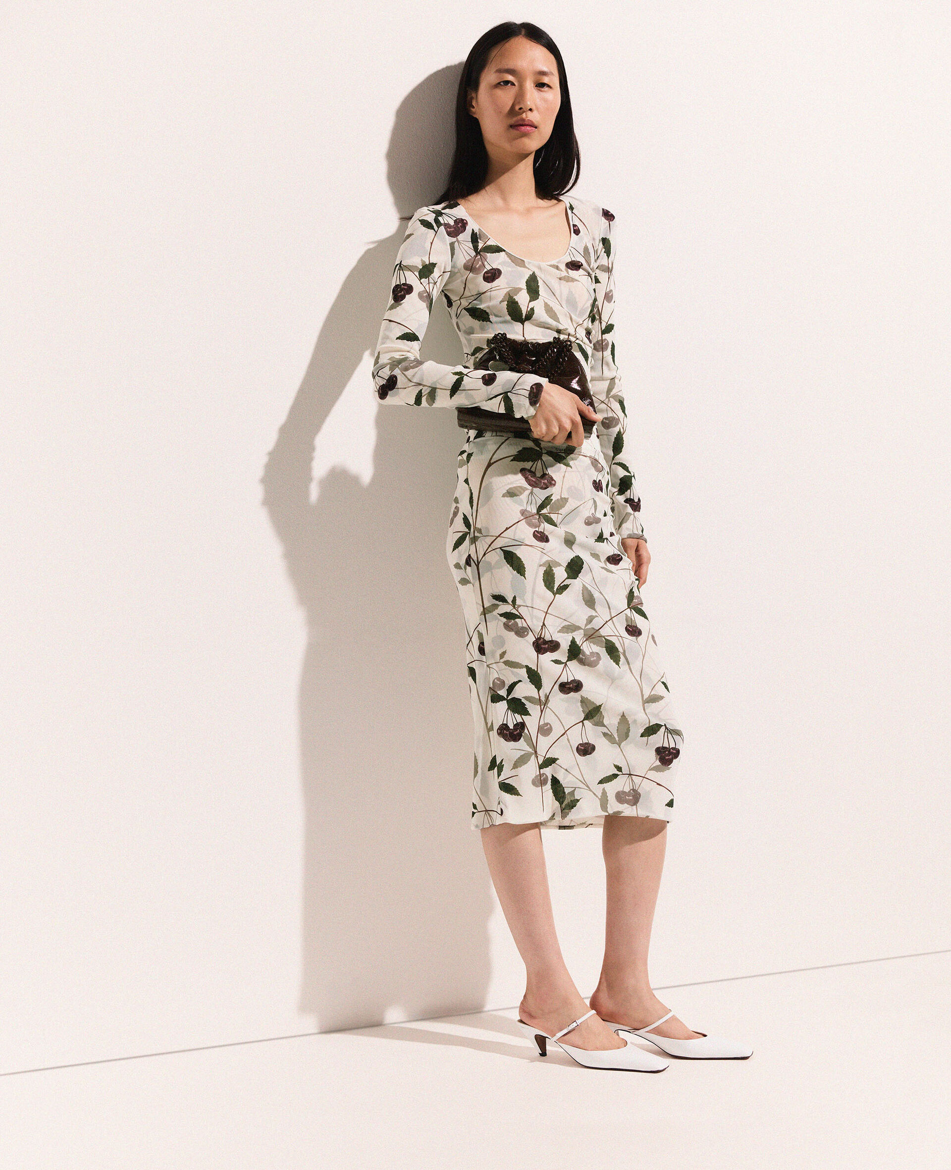 Cherry Print Midi Skirt
