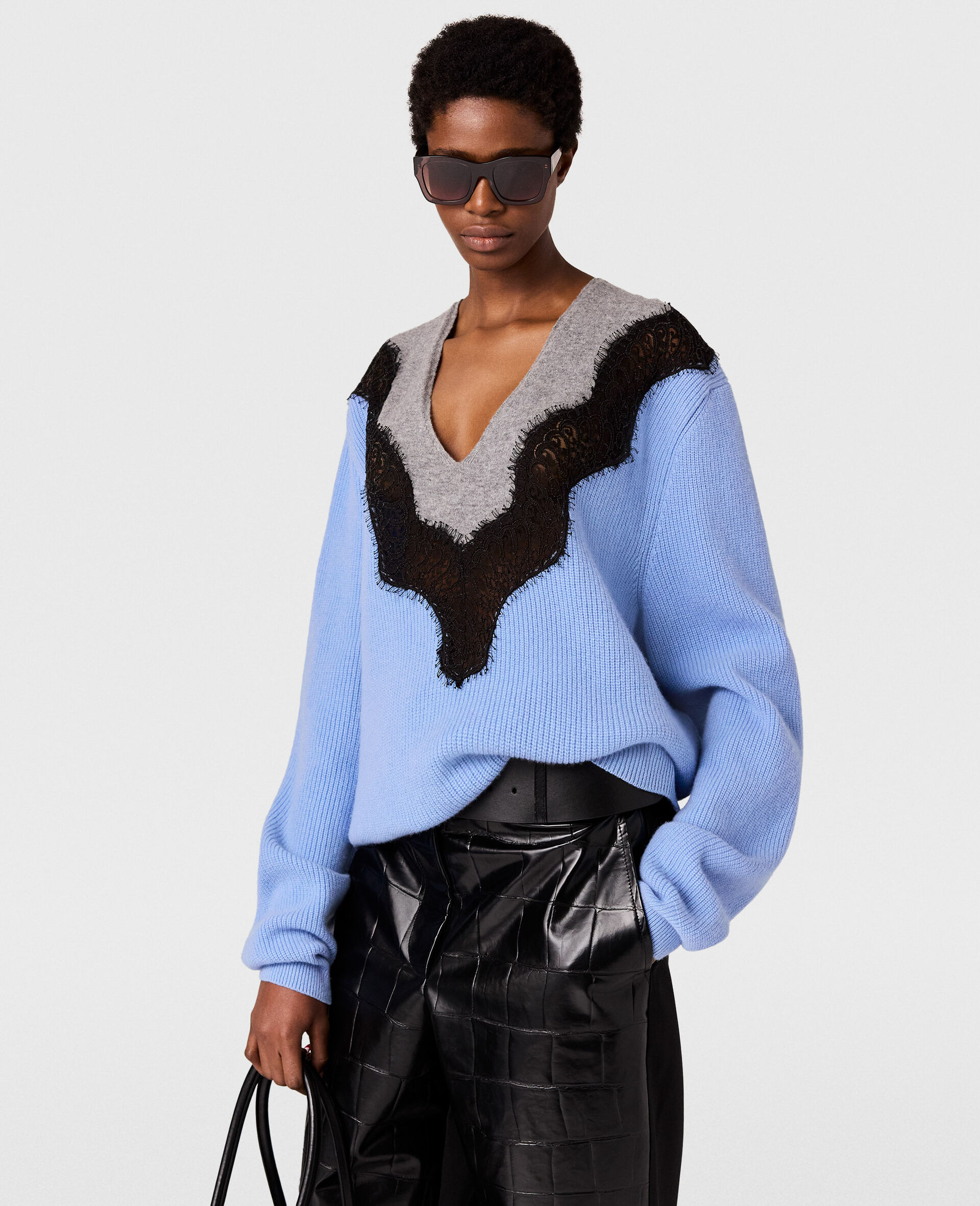 Lace Insert Long Sleeved Sweater