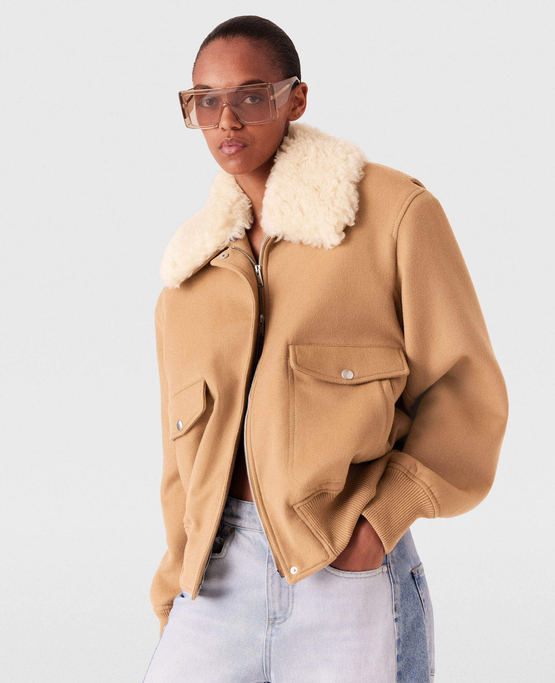 Plush Teddy Bomber Jacket