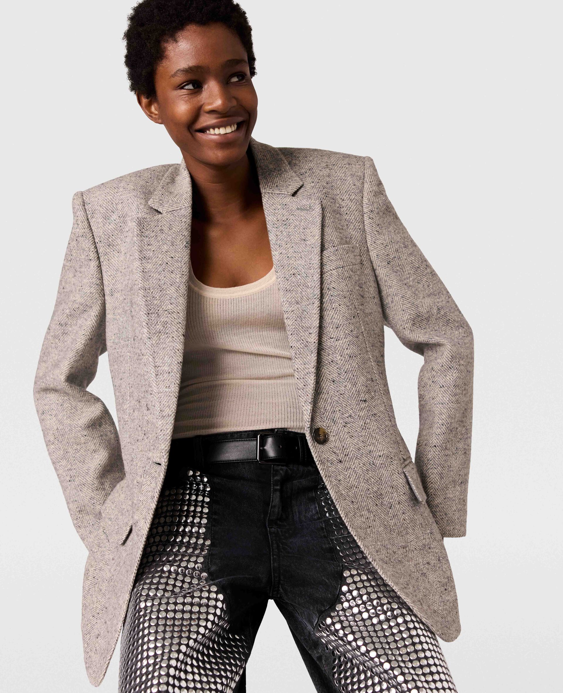 Single-Breasted Herringbone Blazer