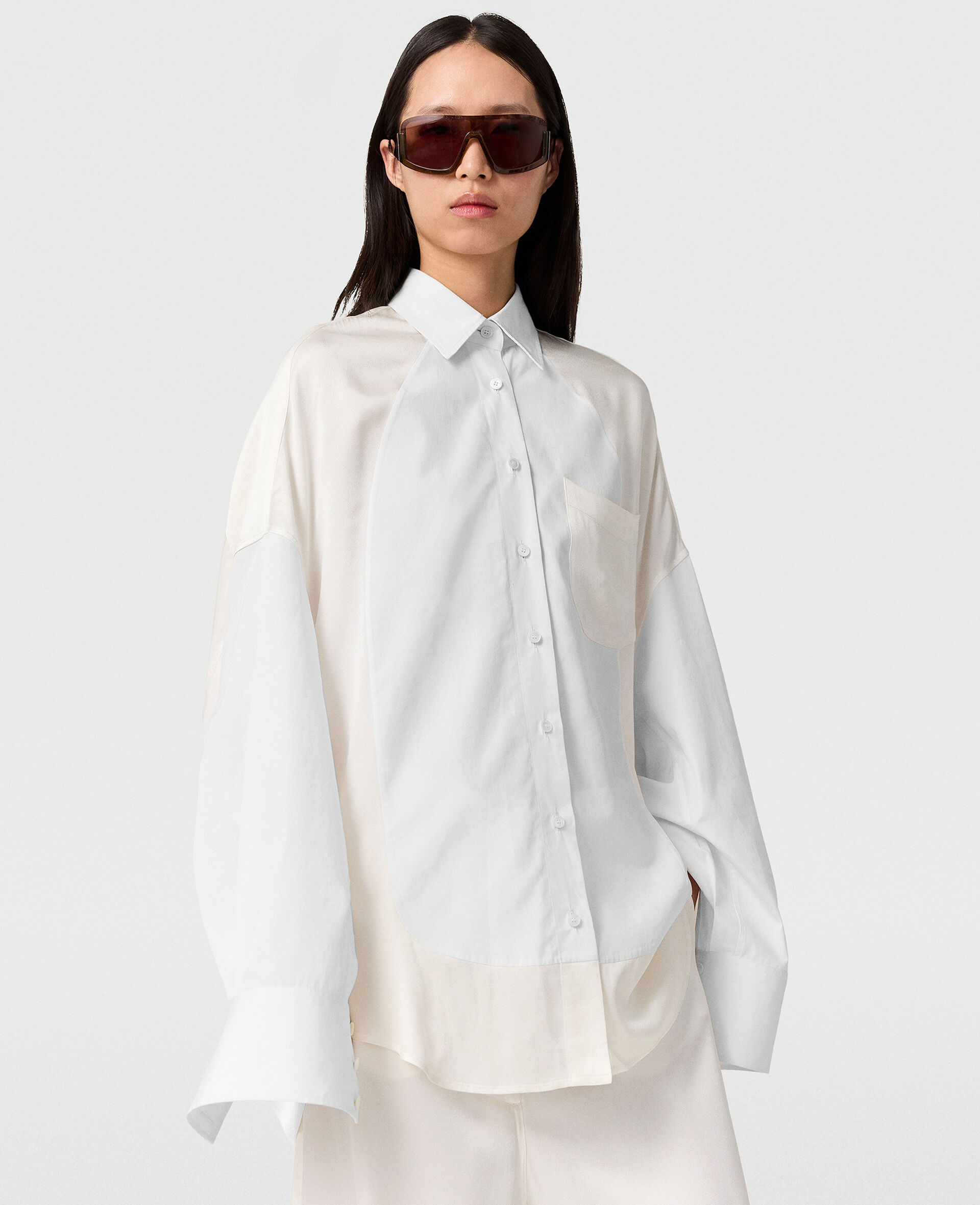 Satin Paneled Oversized Shirt