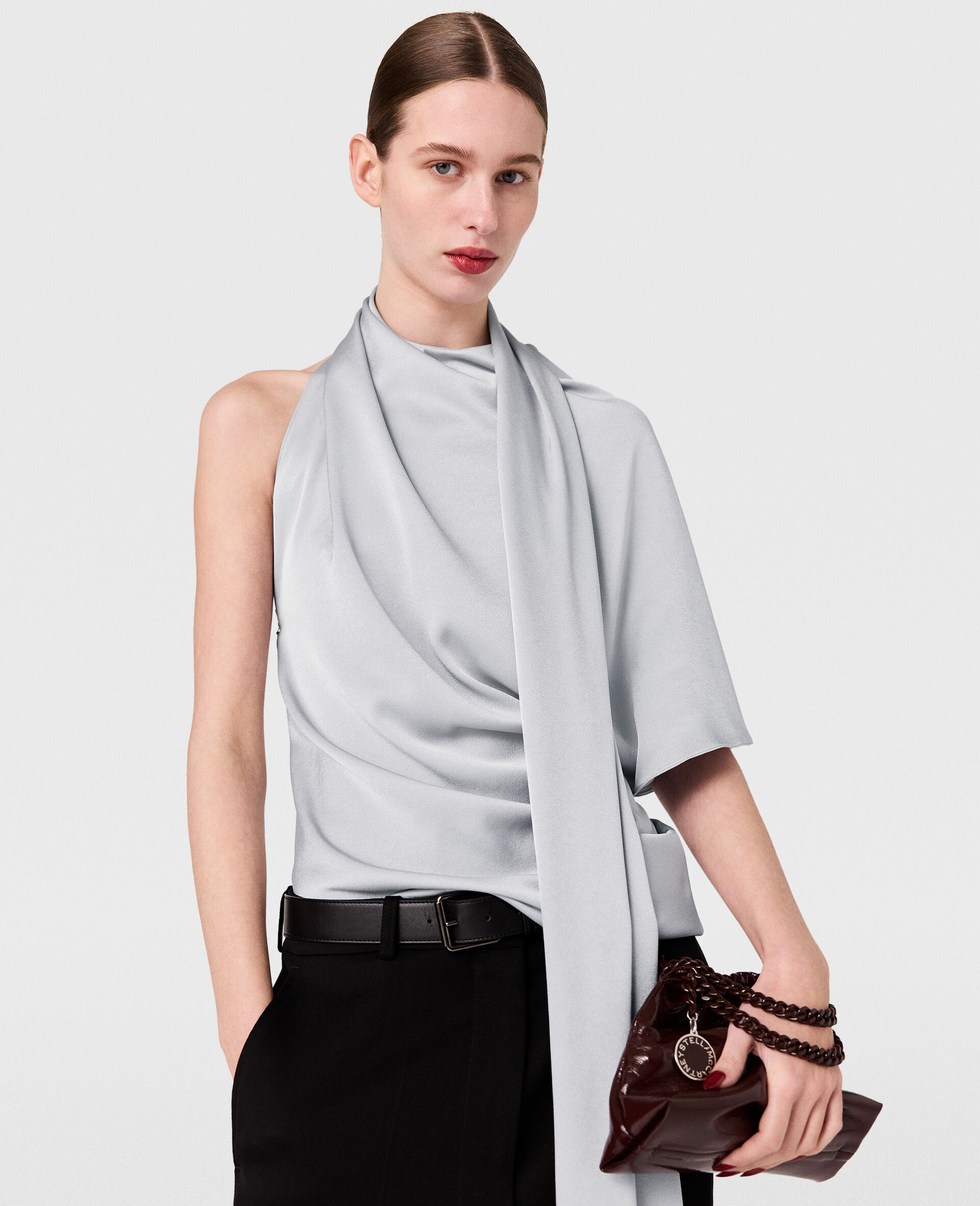 Tie Neck Asymmetric Top
