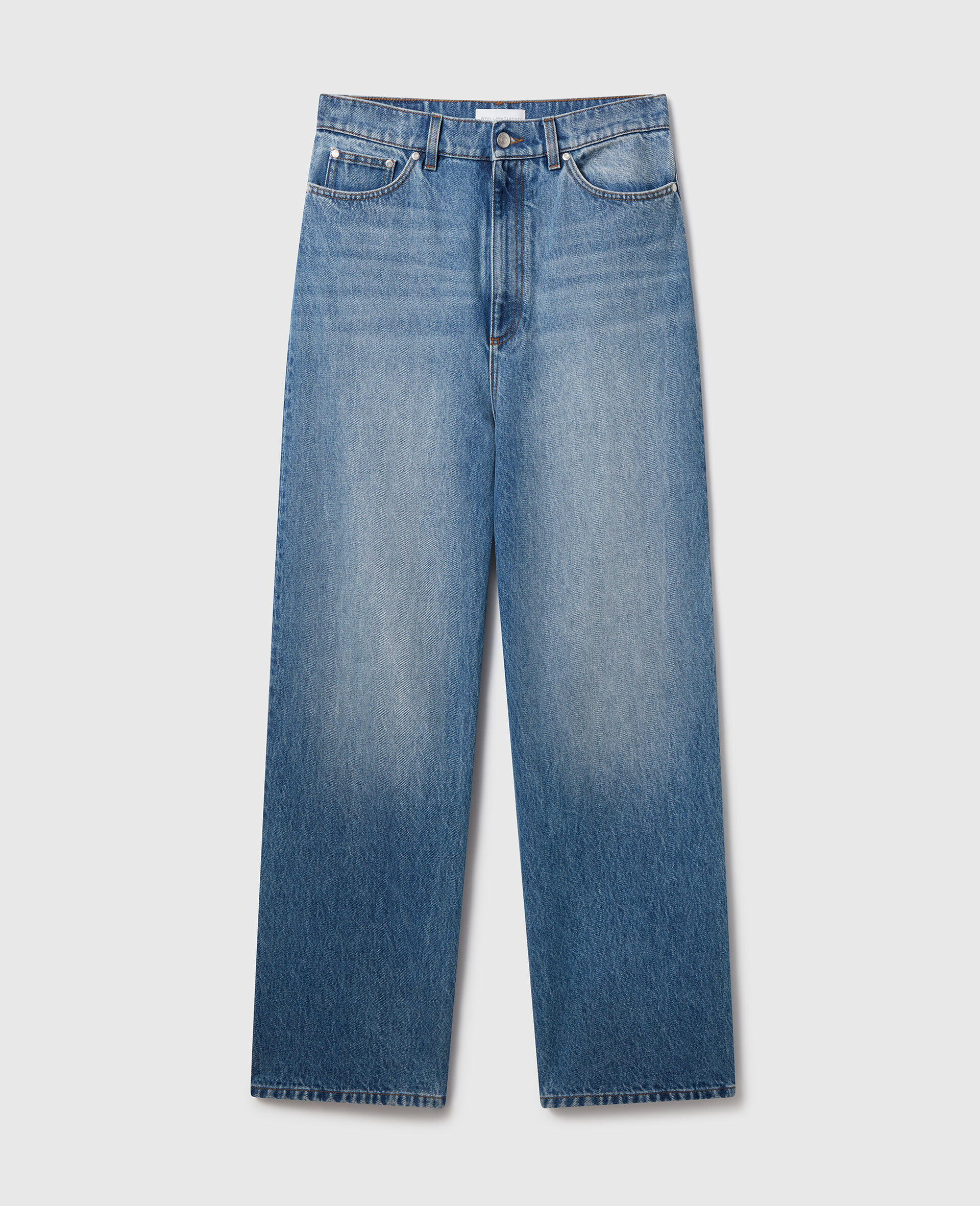 Faded Wide-Leg High-Rise Denim Jeans