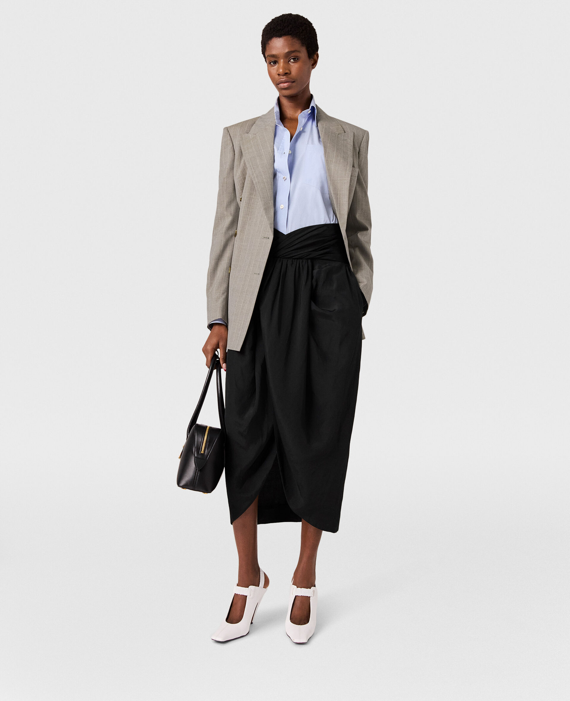 Ruched Wrapped Midi Skirt