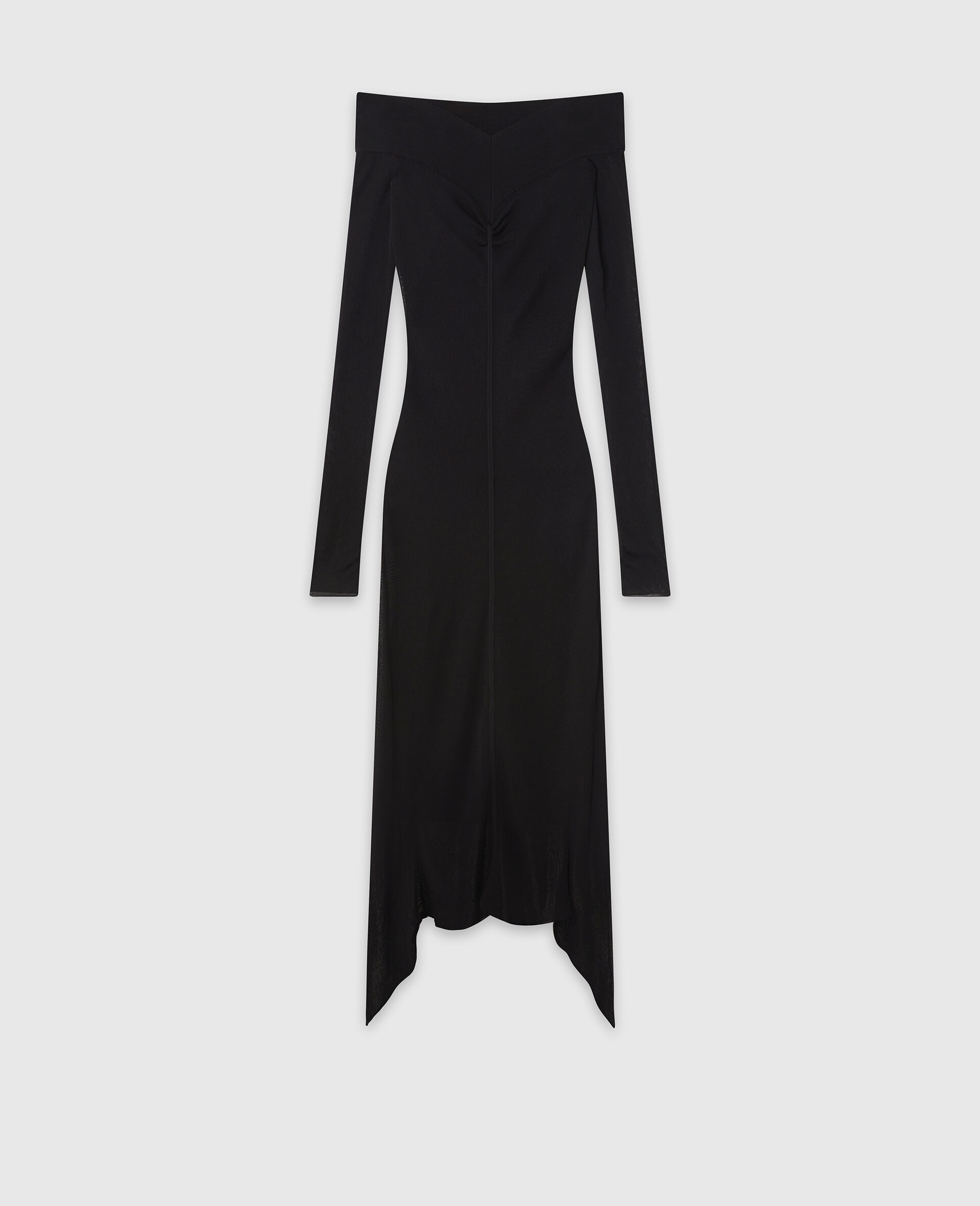 Sheer Long-Sleeve Mesh Maxi Dress
