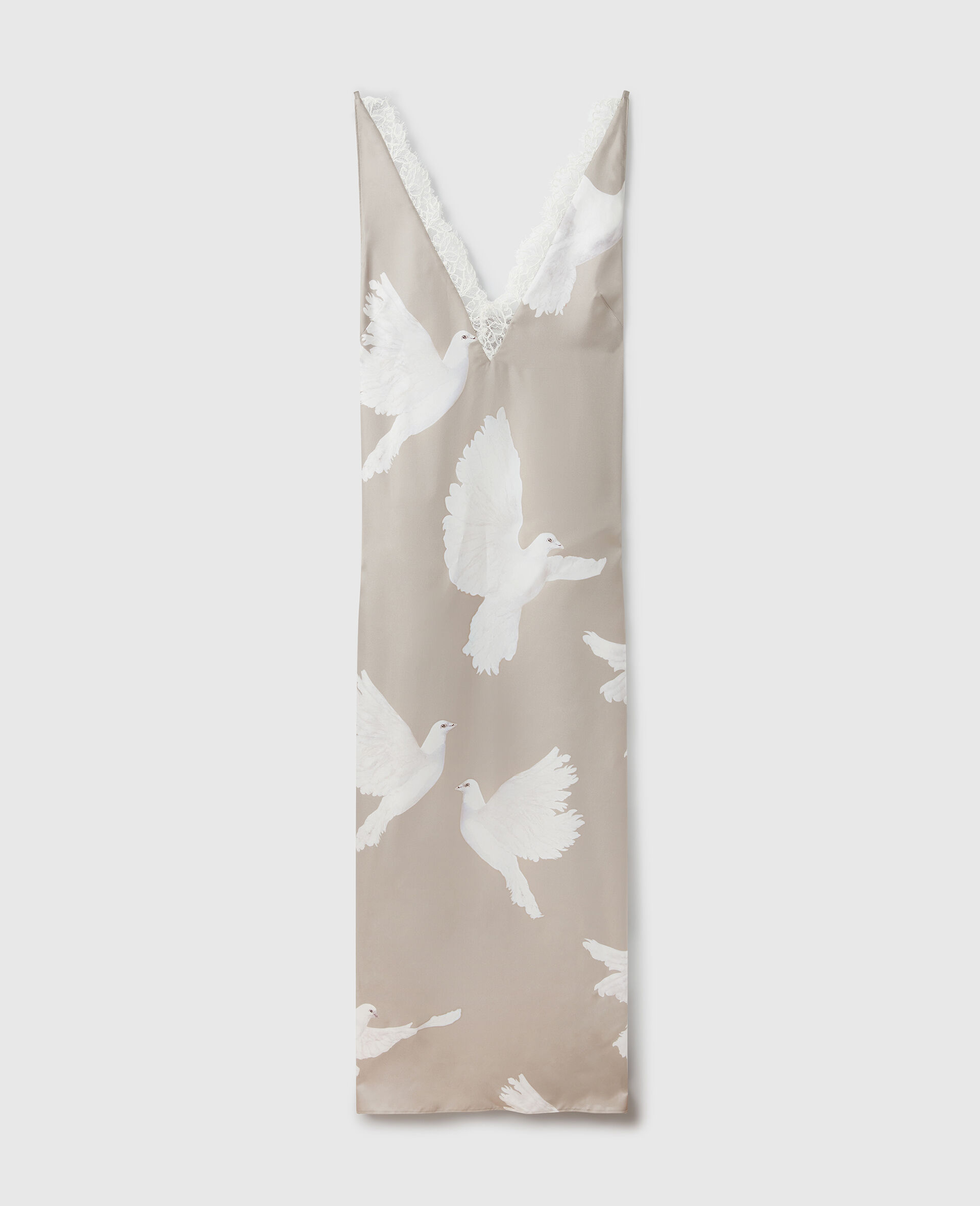 Sleeveless V-Neck Dove Print Midi Dress