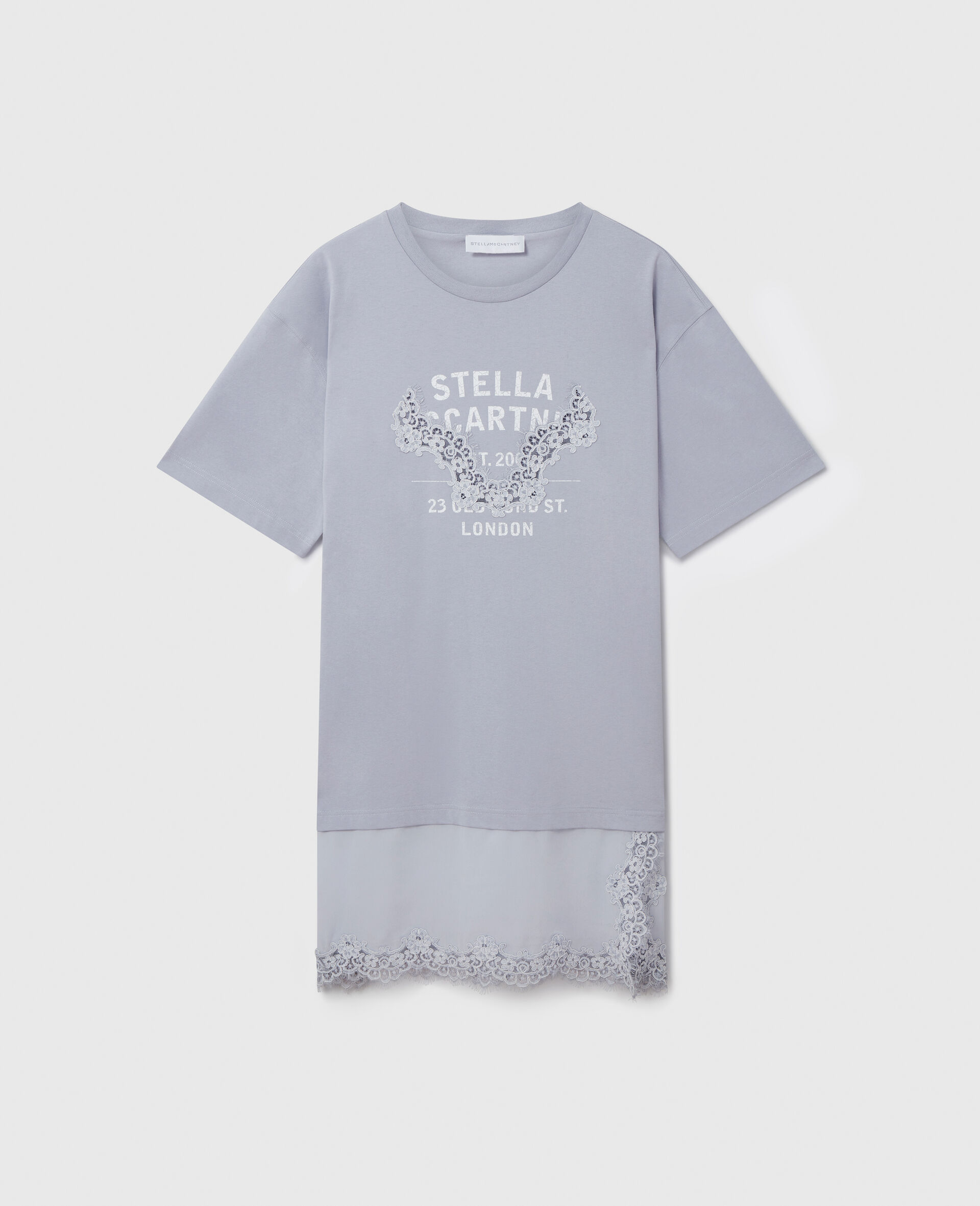 Lace-Insert Graphic T-Shirt Dress