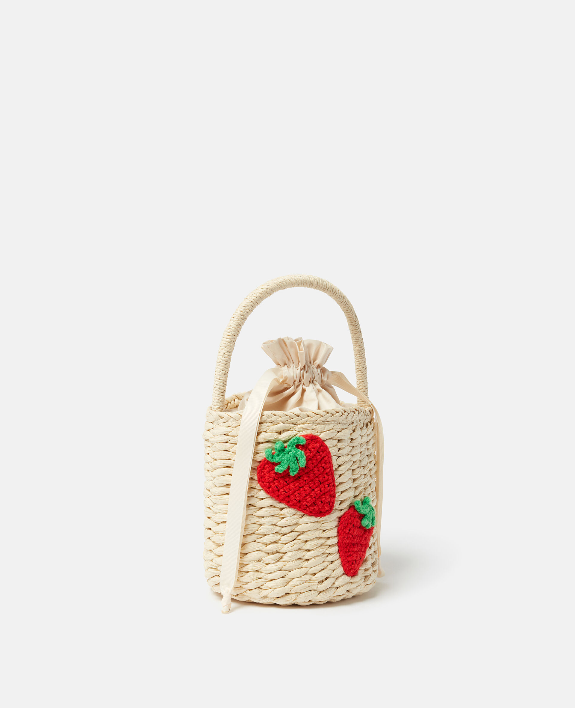 Strawberry Embroidered Straw Tote Bag
