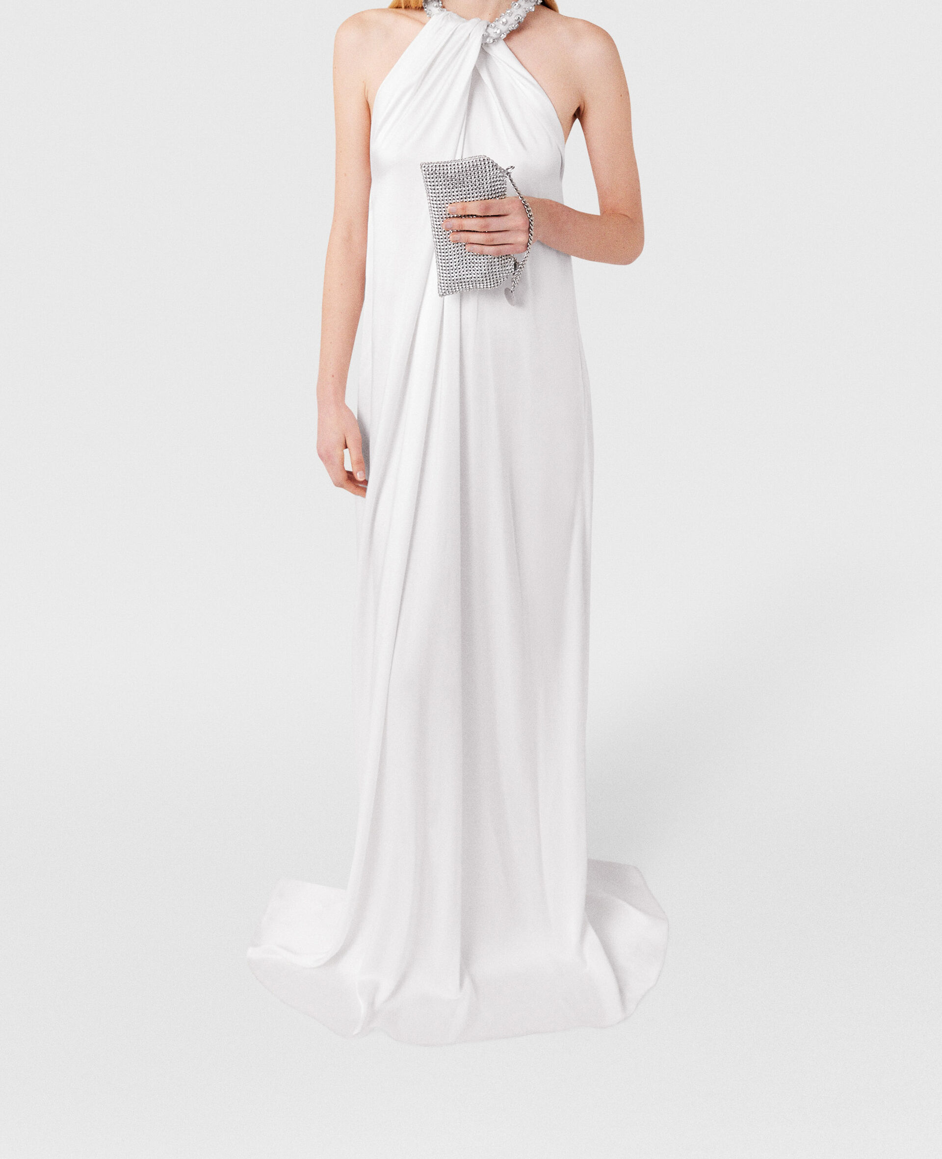 Crystal Halterneck Satin Maxi Dress