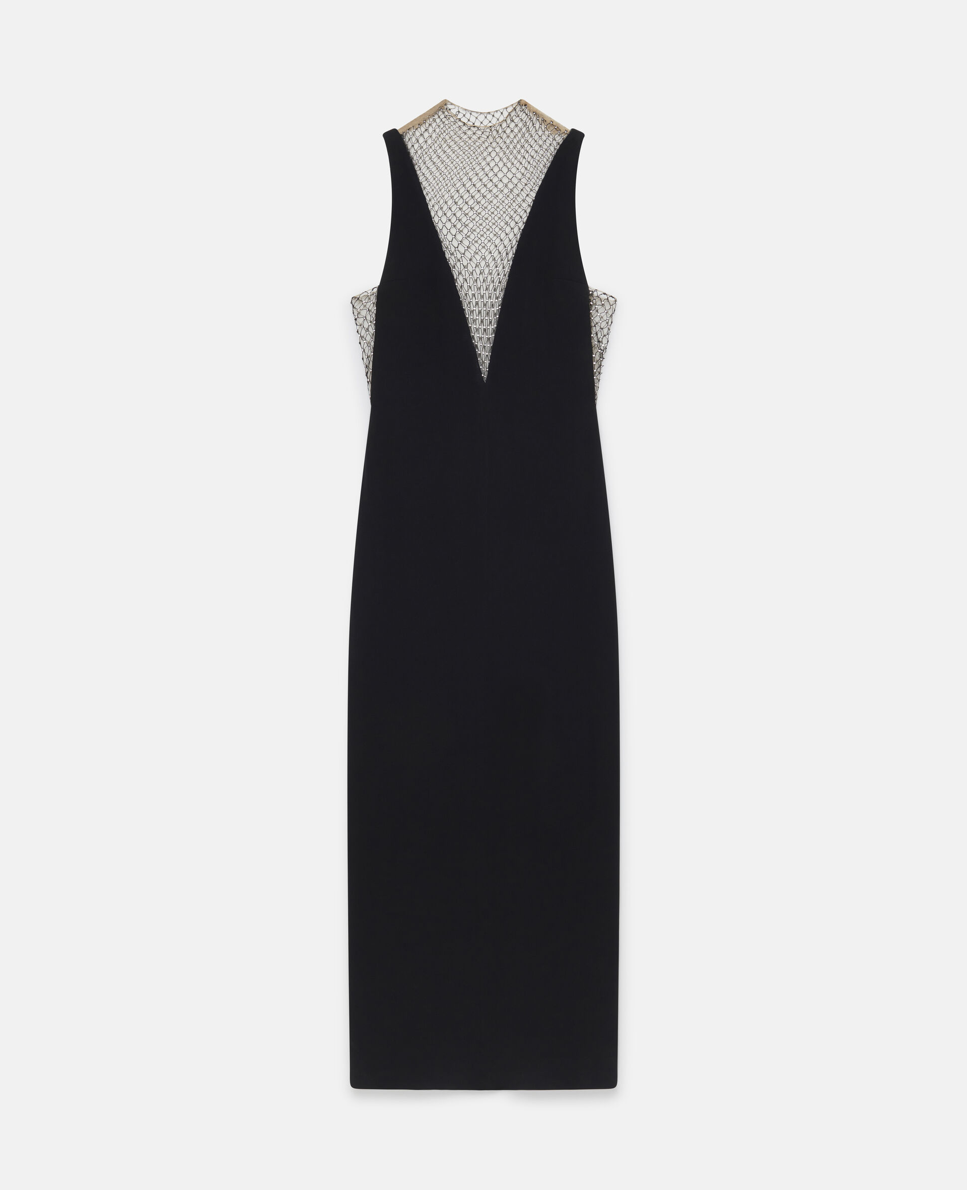 Crystal Mesh Deep V Midi Dress