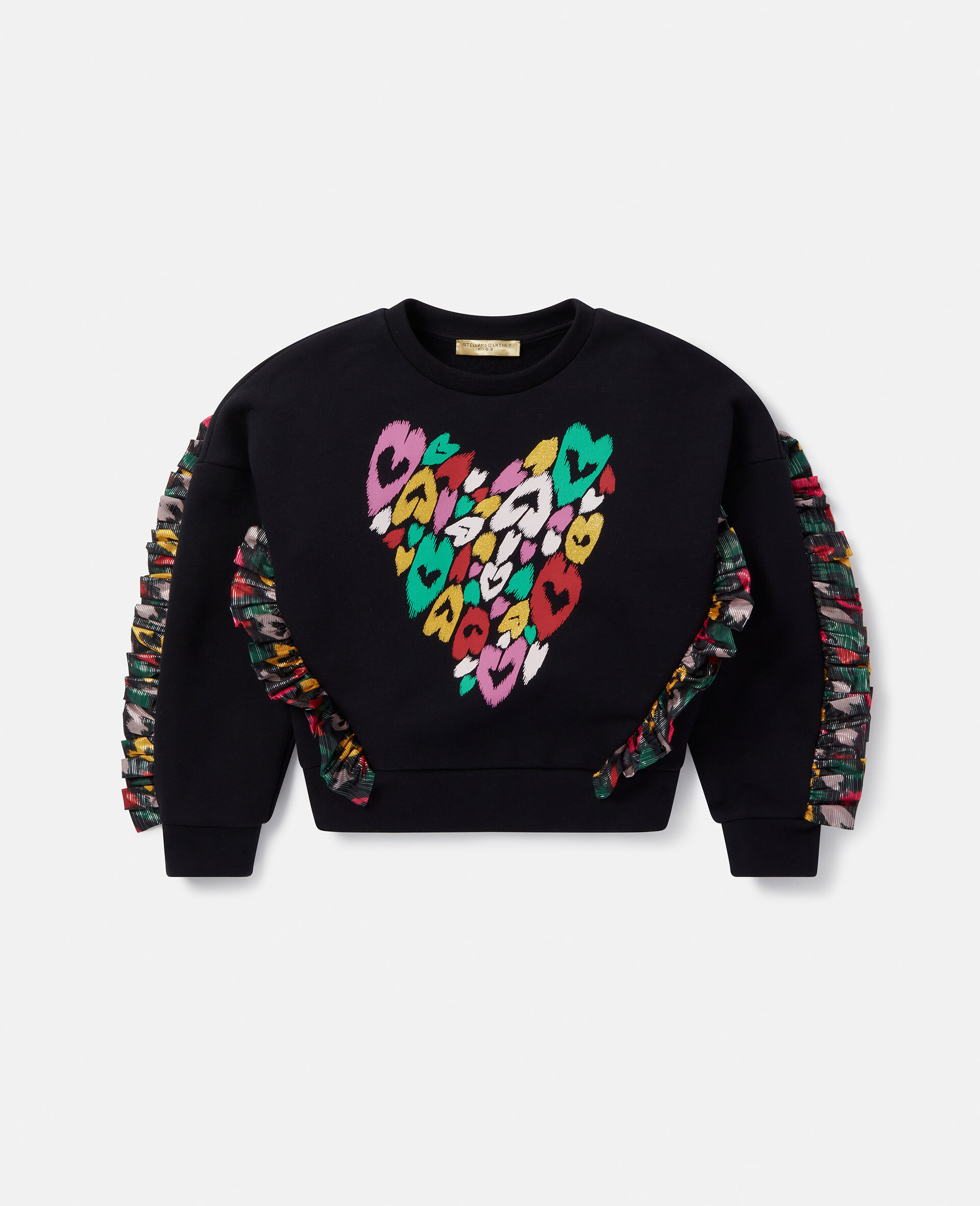 Smudged Heart Print Fringed Sweatshirt