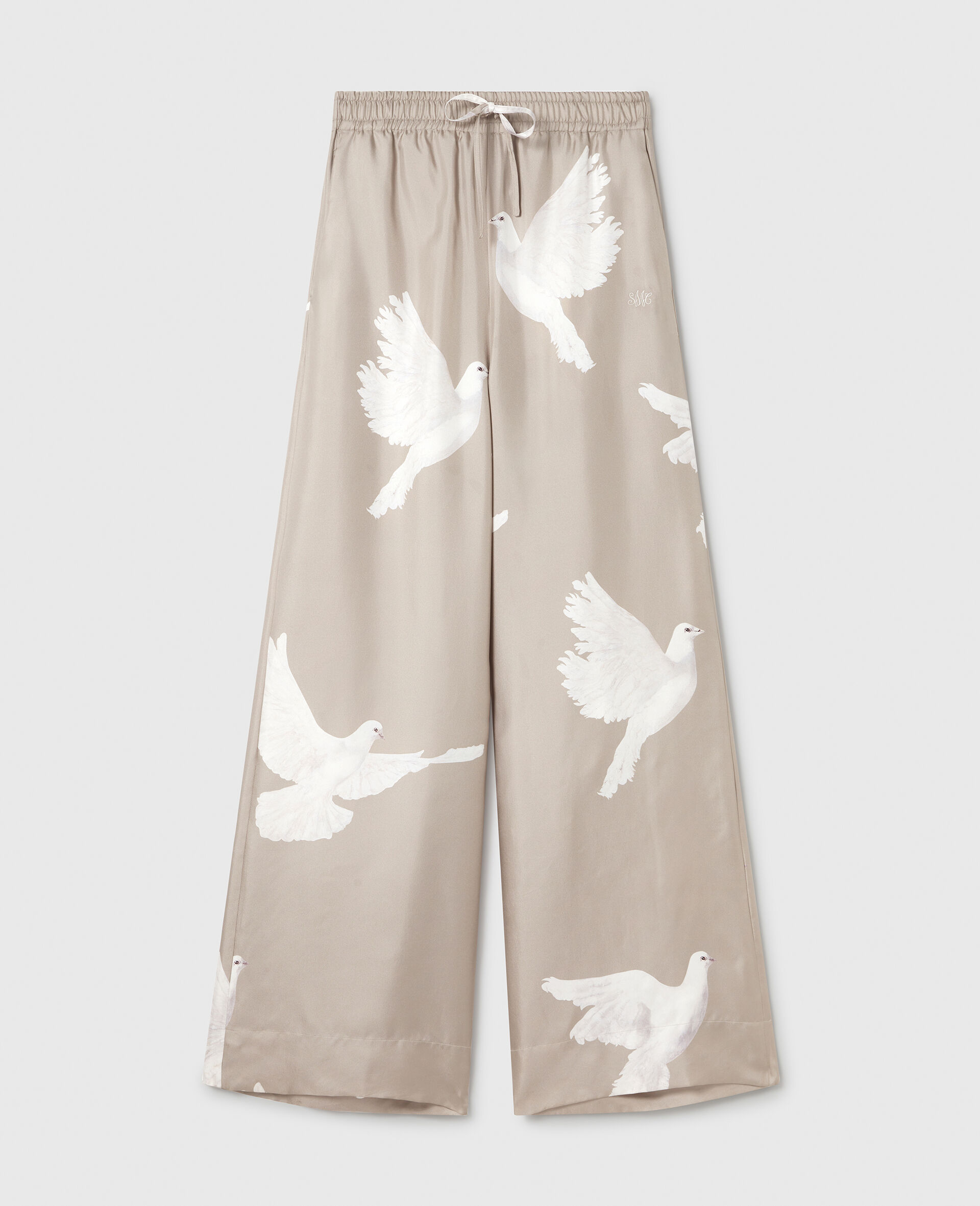 Oversized Drawstring Dove Print Pants