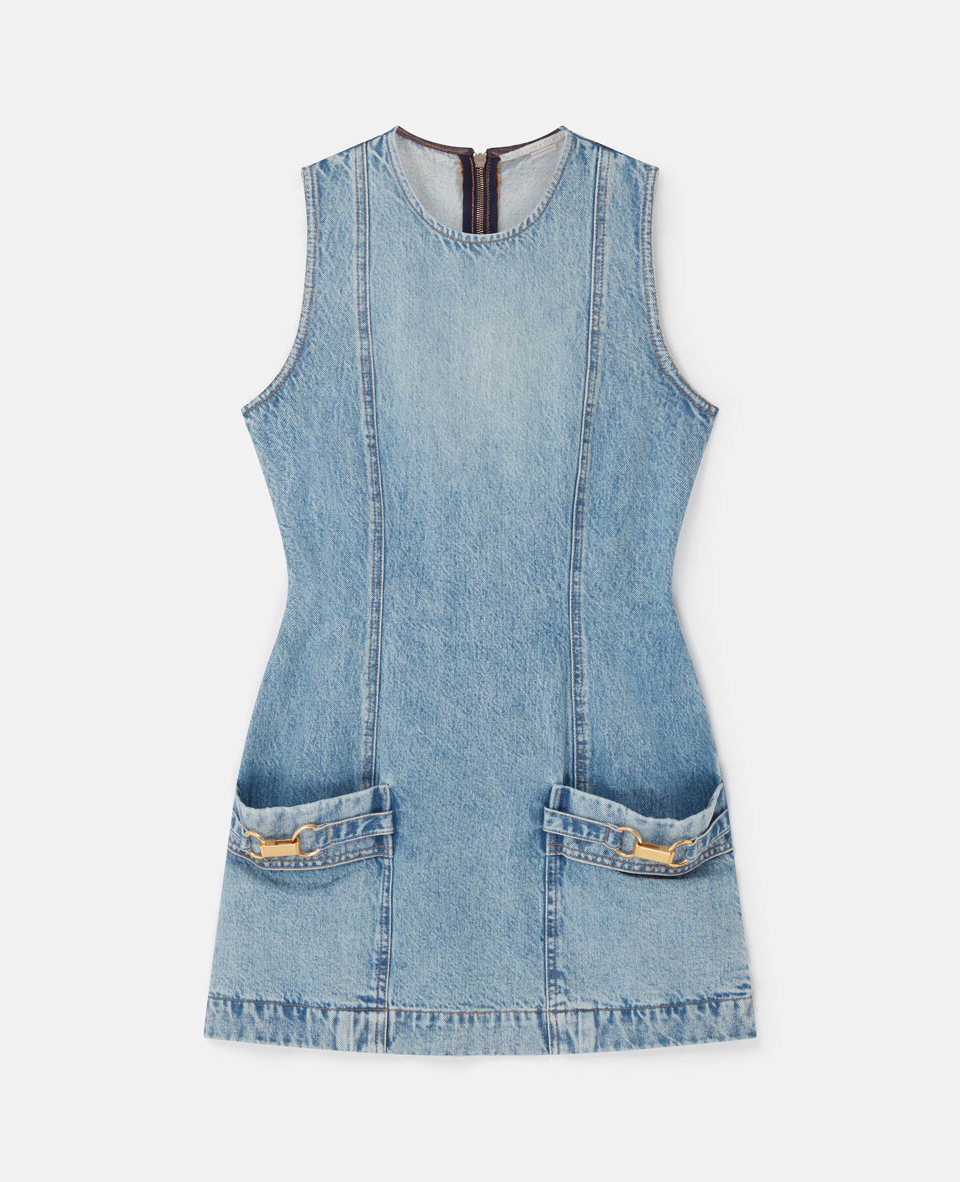 Clasp-Embellished Sleeveless Mini Dress