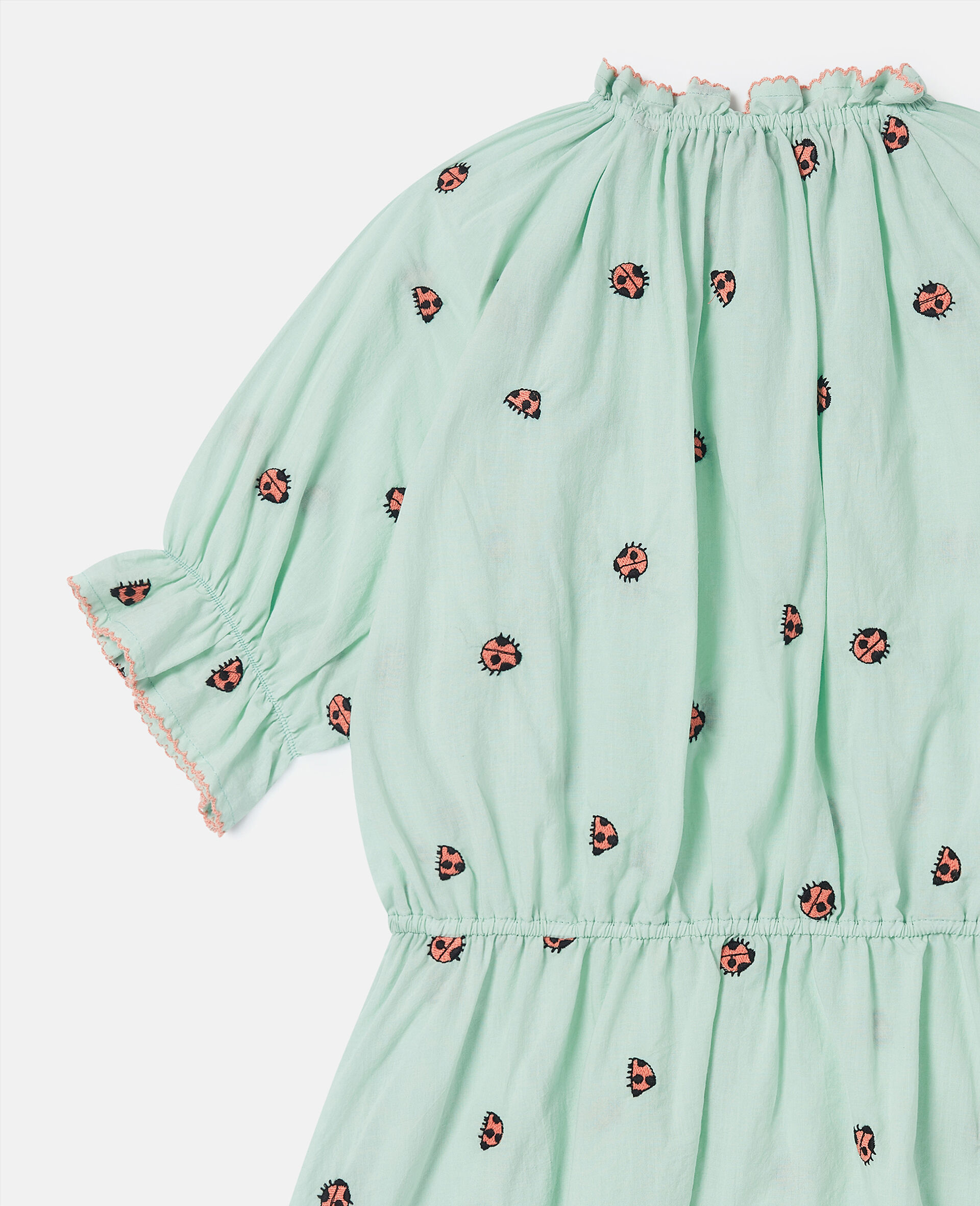 Ladybird Short-Sleeve Pleated Trim Dress
