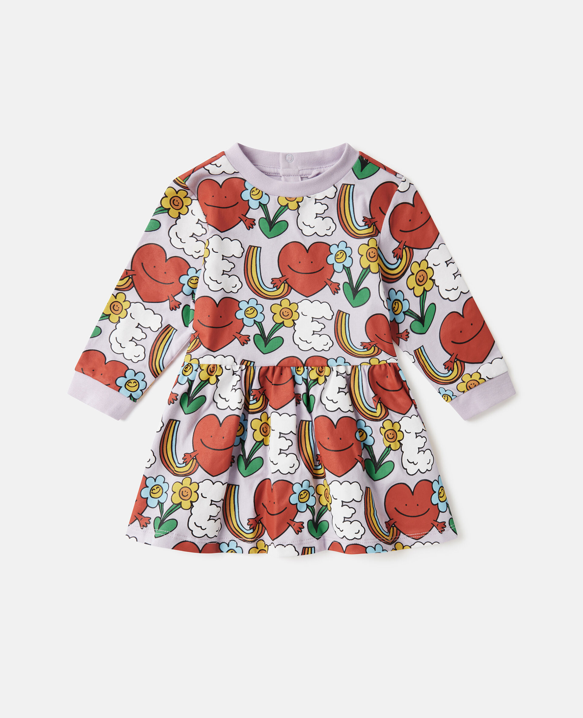 Earth Friends Print Long-Sleeve Dress