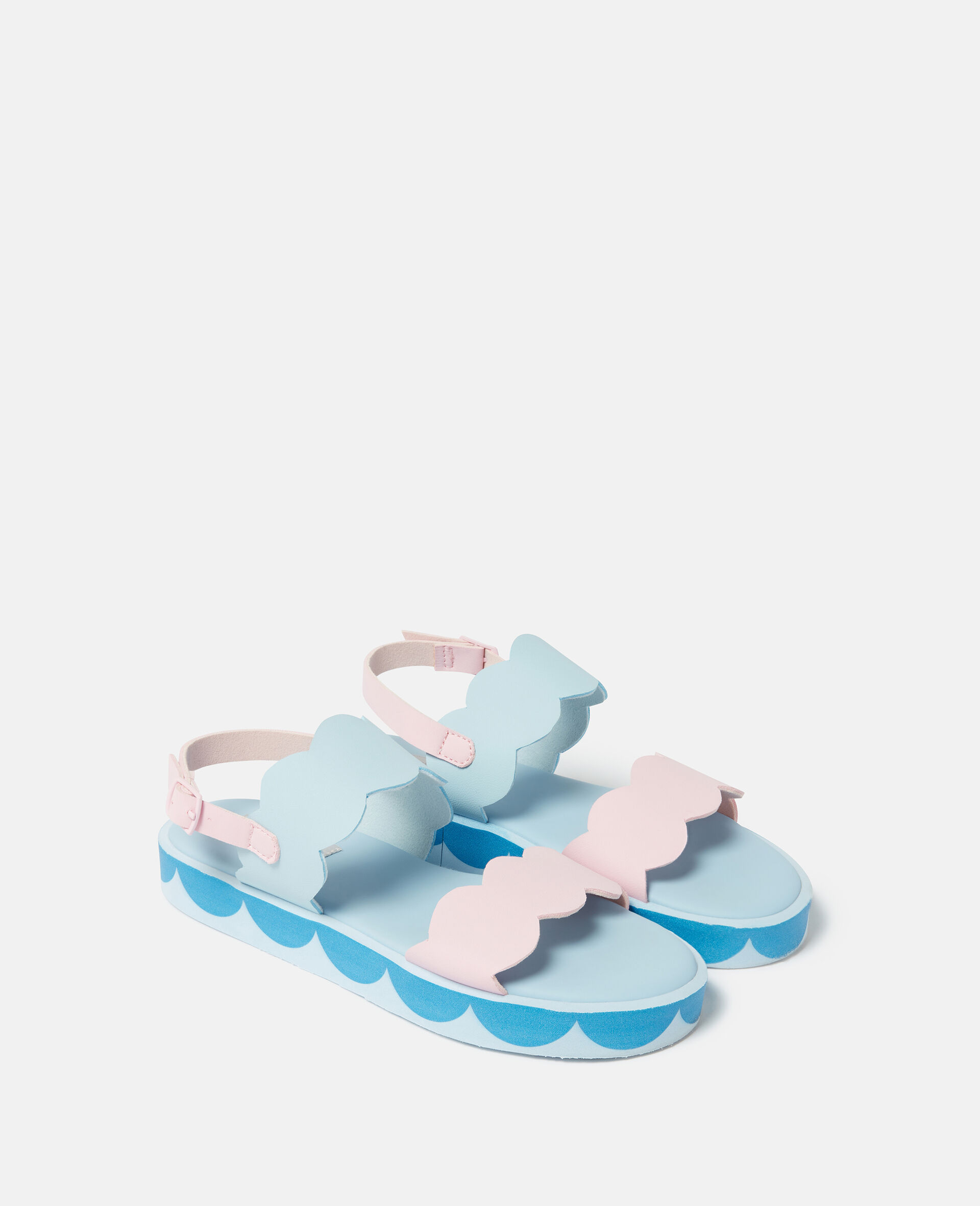 Scalloped Ankle-Buckle Sandals