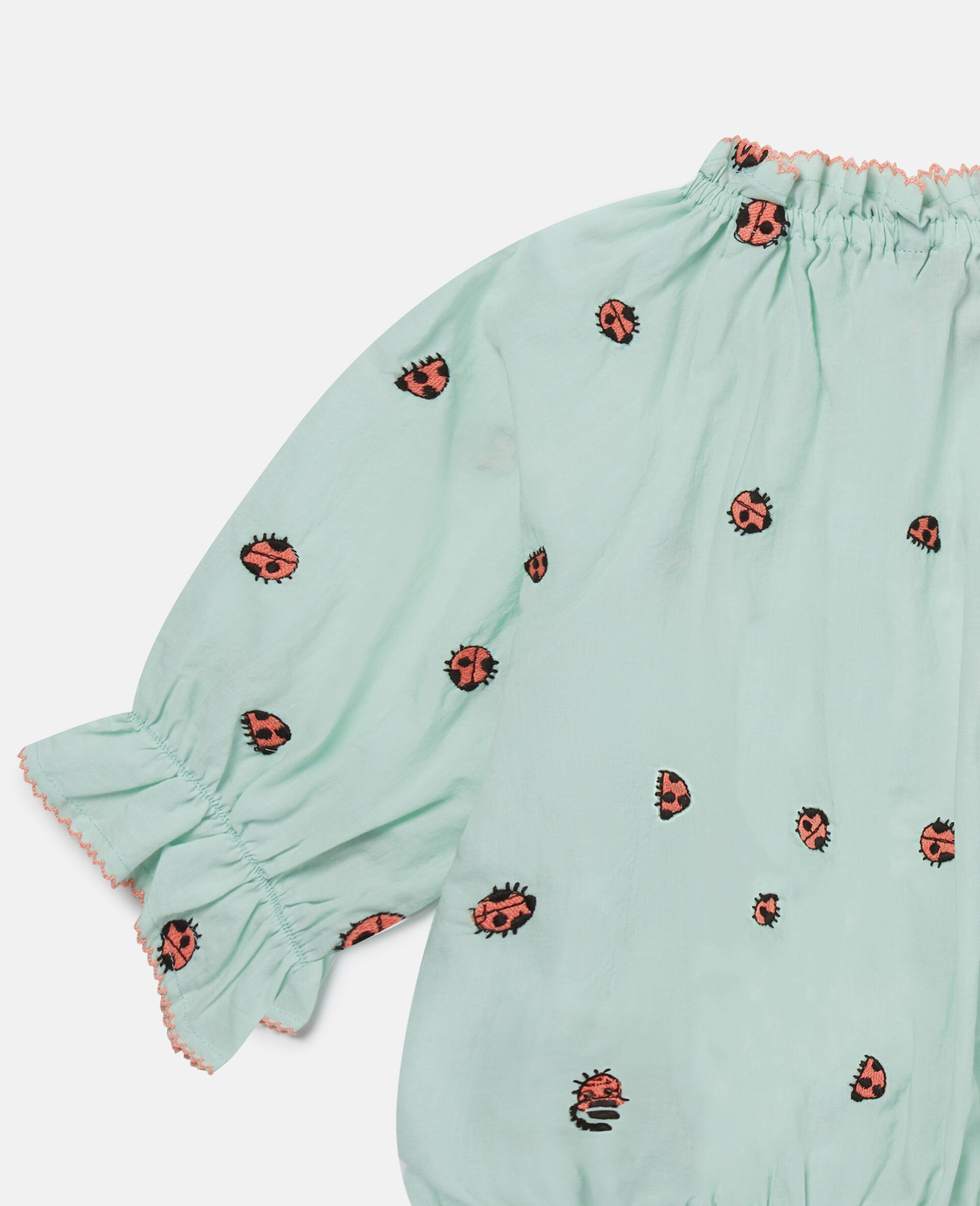 Ladybird Short-Sleeve Pleated Trim Top