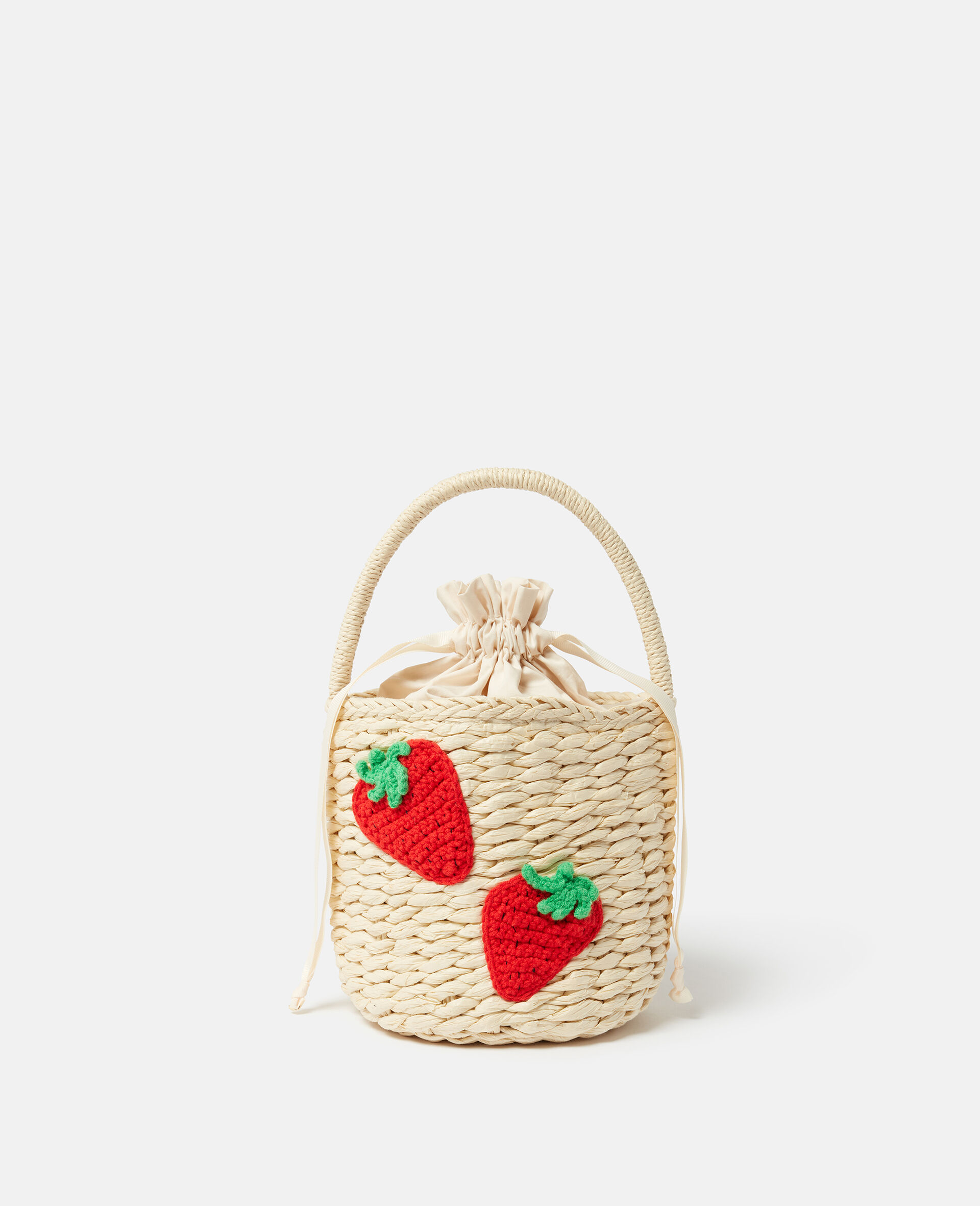 Strawberry Embroidered Straw Tote Bag