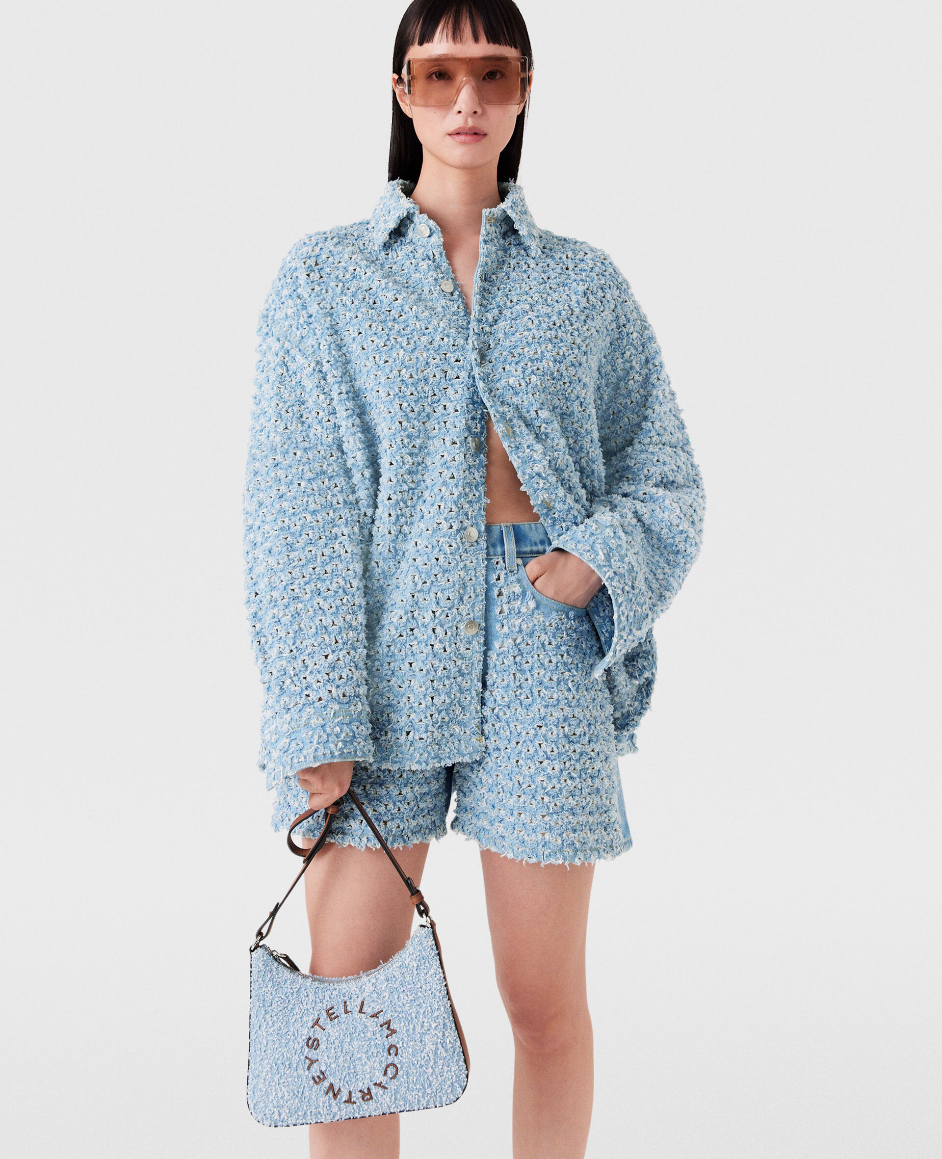 Mid-rise Denim Bouclé Shorts