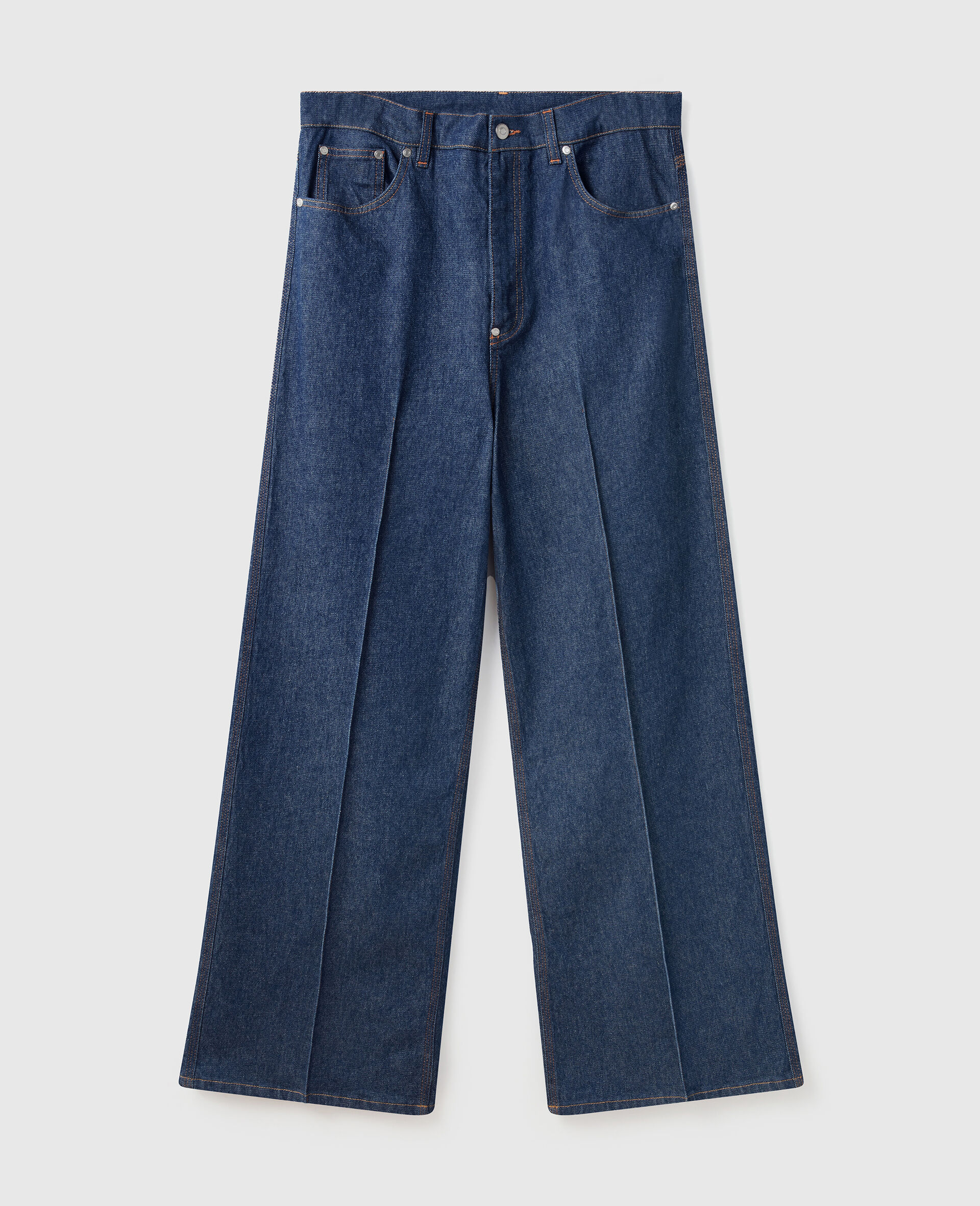 Center-Pleat Denim Tailored Pants