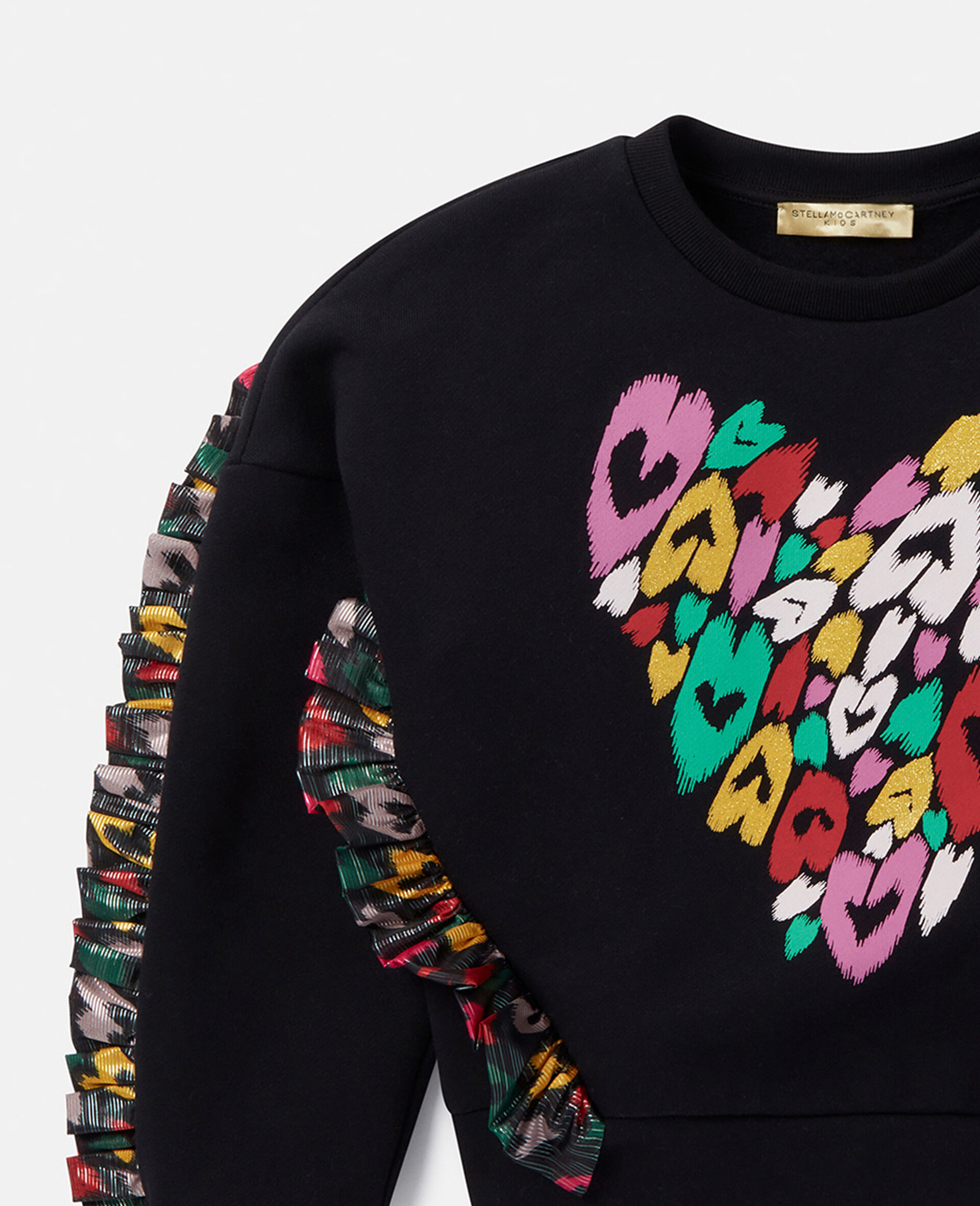 Smudged Heart Print Fringed Sweatshirt